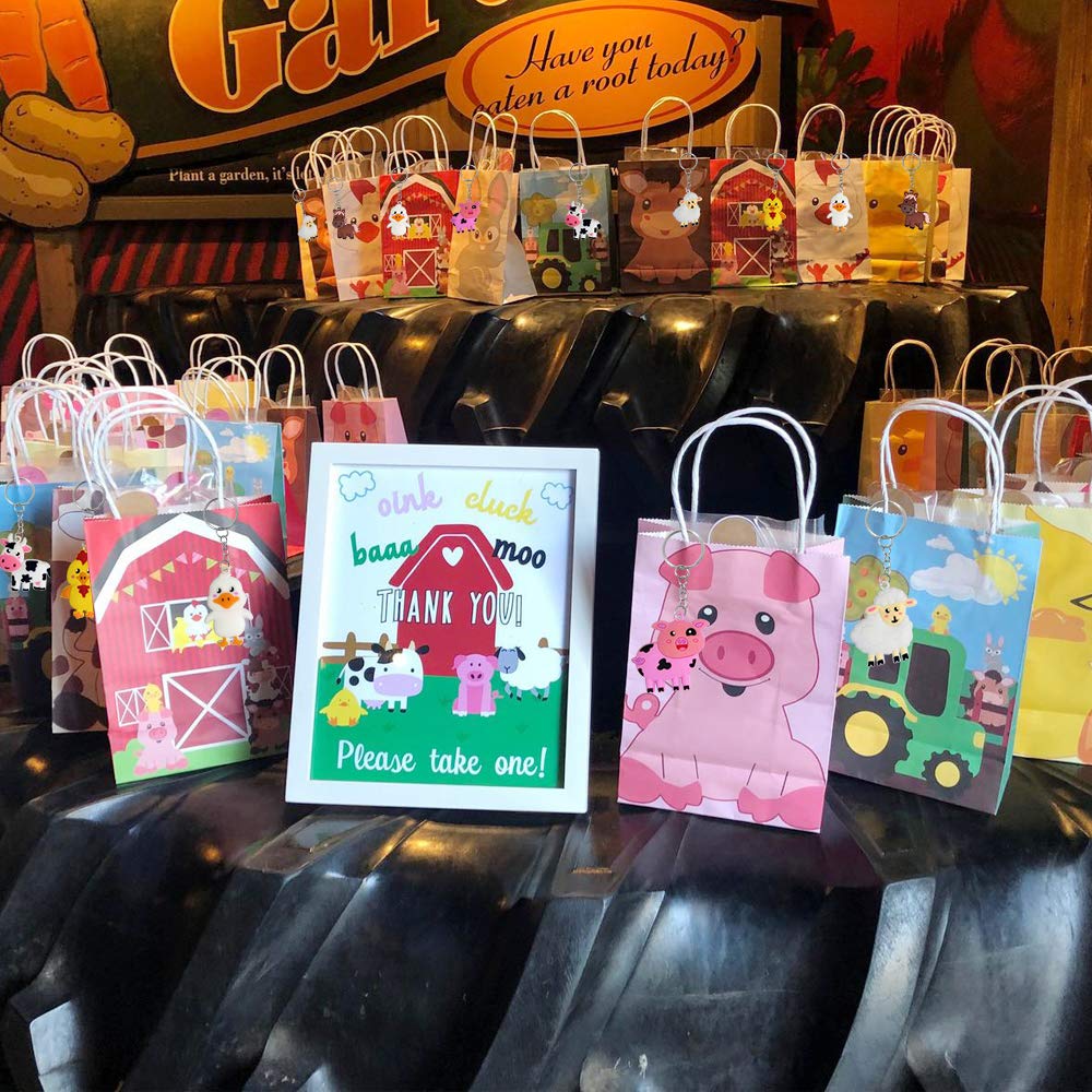 Imagitek 24 Pack Farm Animal Keychains For Barnyard Party Favors Supplies, Party Bag Fillers, School Carnival Rewards, Farm Anim