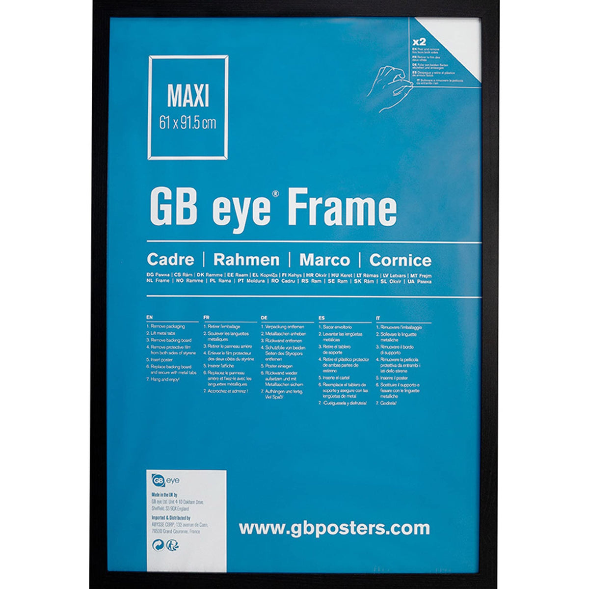 Gb Eye Black Wooden Maxi Poster Frame 24 X 36 Vertical And Horizontal Wall Mounting Home Room Office Decor