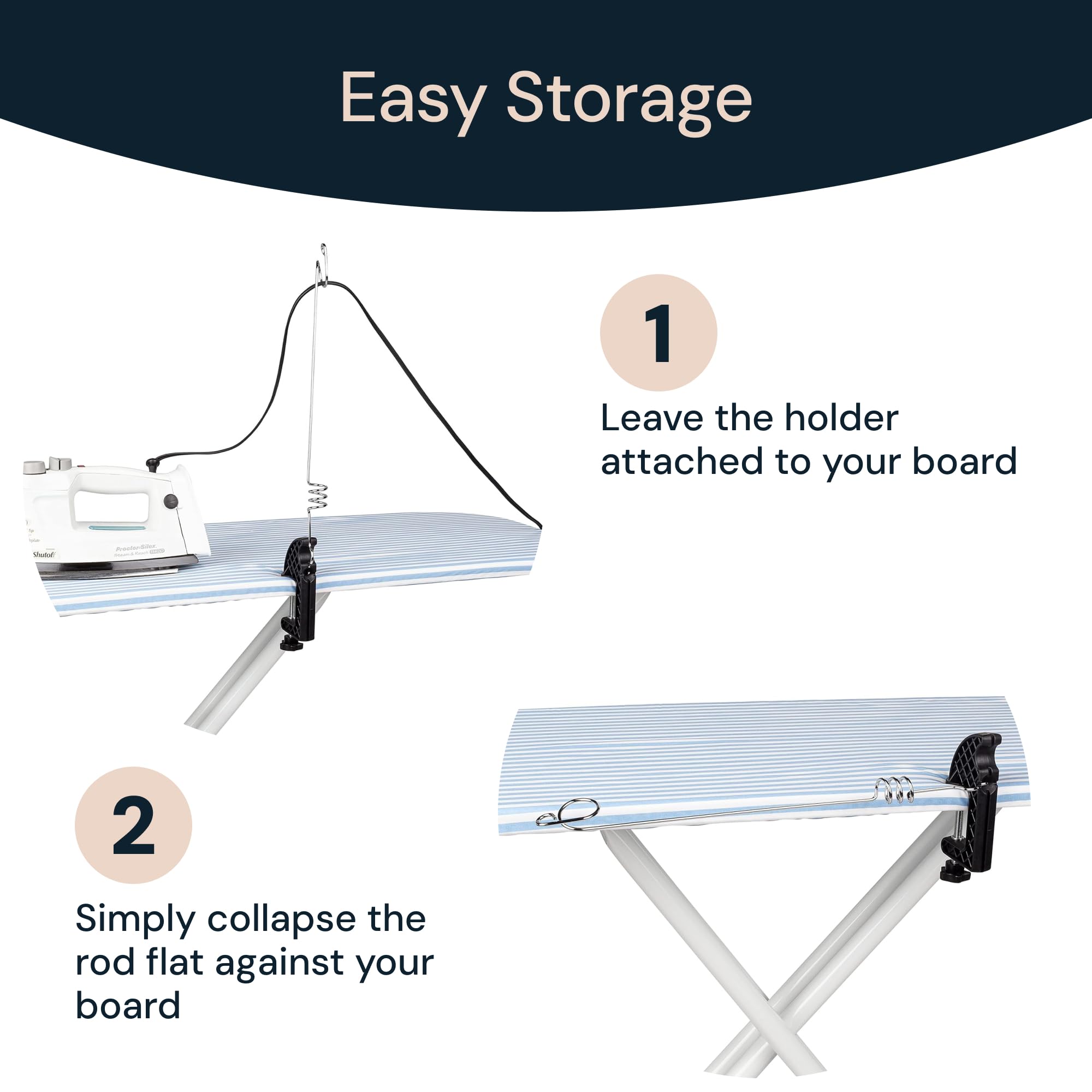 Simplyimagine Cord Holder For Ironing Board - Flexible Universal Steam Iron Cord Minder, Keeps Cord Out Of The Way - Flex Cable