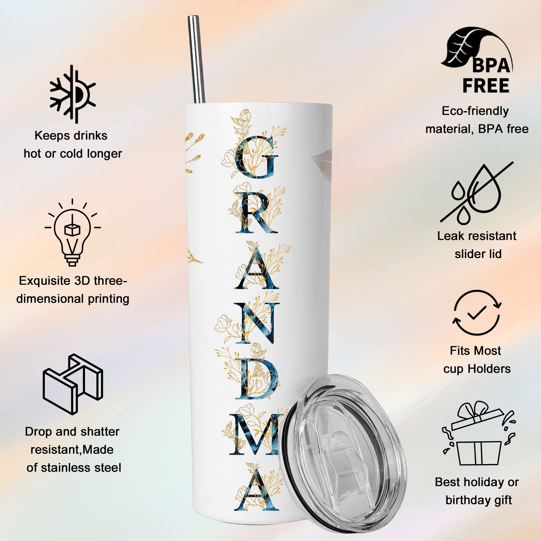 Gifts For Grandma Grandmother Grammy Birthday Mother'S Day&Christmas Gift From Grandson Granddaughter - Stainless Steel Tumbler