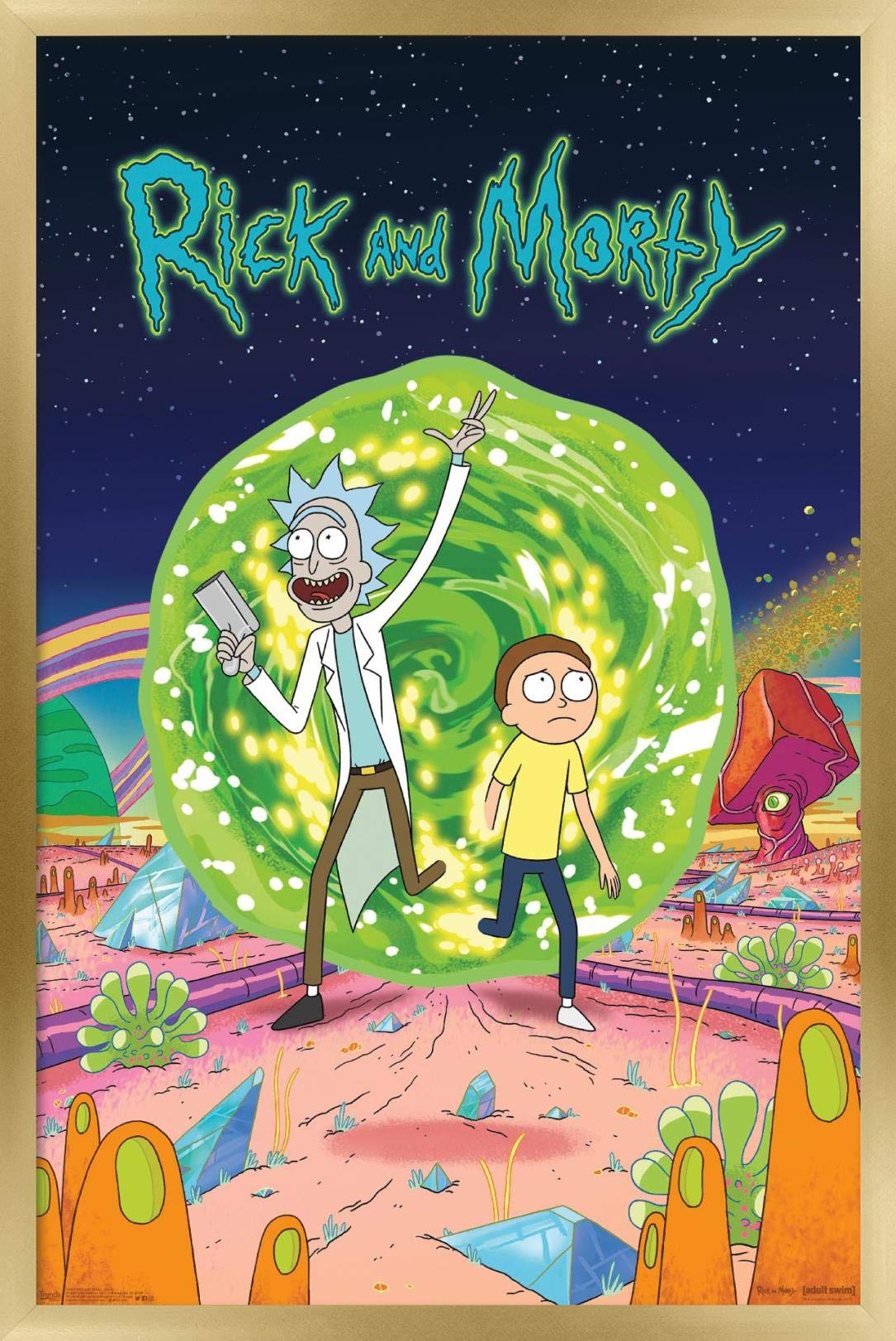 Trends International Rick And Morty - Cover Wall Poster, 14.725'' X 22.375'', Gold Framed Version