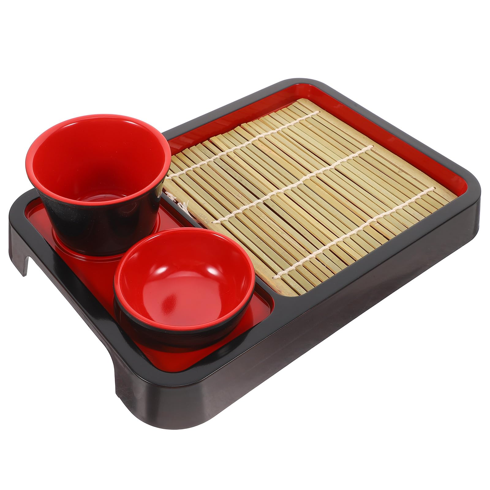 Kichvoe Cold Noodle Plate Set with Cup and Saucer Food Serving Tray for Japanese Soba Sushi Snacks Home Kitchen Dining 9.84X7.08