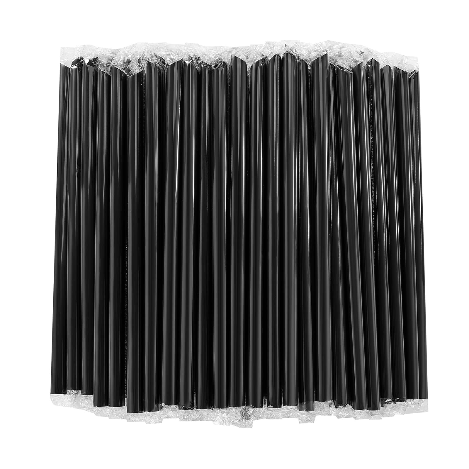 Renyih 100 Pcs Black Boba Straws Jumbo Smoothie Straws,Individually Wrapped Disposable Plastic Large Wide-Mouthed Milkshake Drin