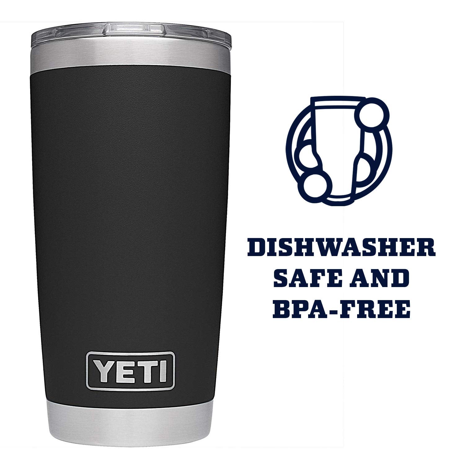 Yeti Rambler 20 Oz Tumbler, Stainless Steel, Vacuum Insulated With Magslider Lid, Black