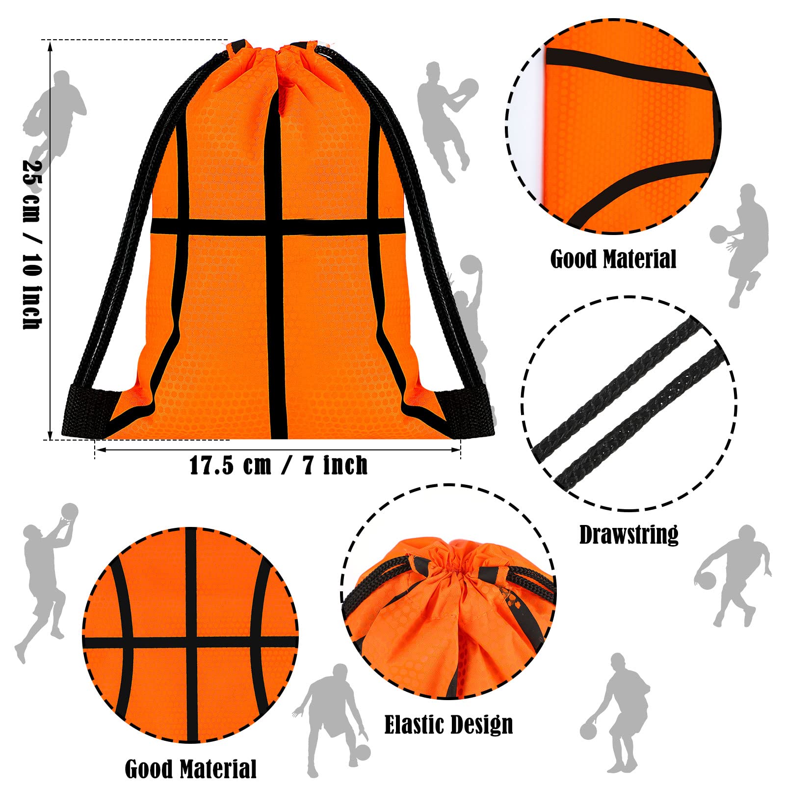 Shappy 12 Pieces Small Sport Drawstring Bags Candy Bag Sport Party Drawstring Goodie Favor Supplies Gifts(Basketball,7 X 10 Inch
