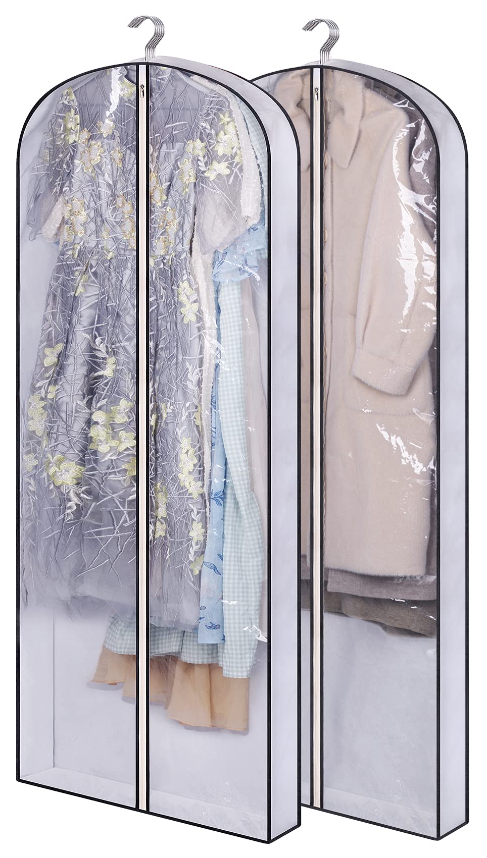 Sleeping Lamb 60'' Gusseted Garment Bags For Closet Storage Clear Dress Bag Hanging Clothes Storage For Long Gowns, Coats, Sweat