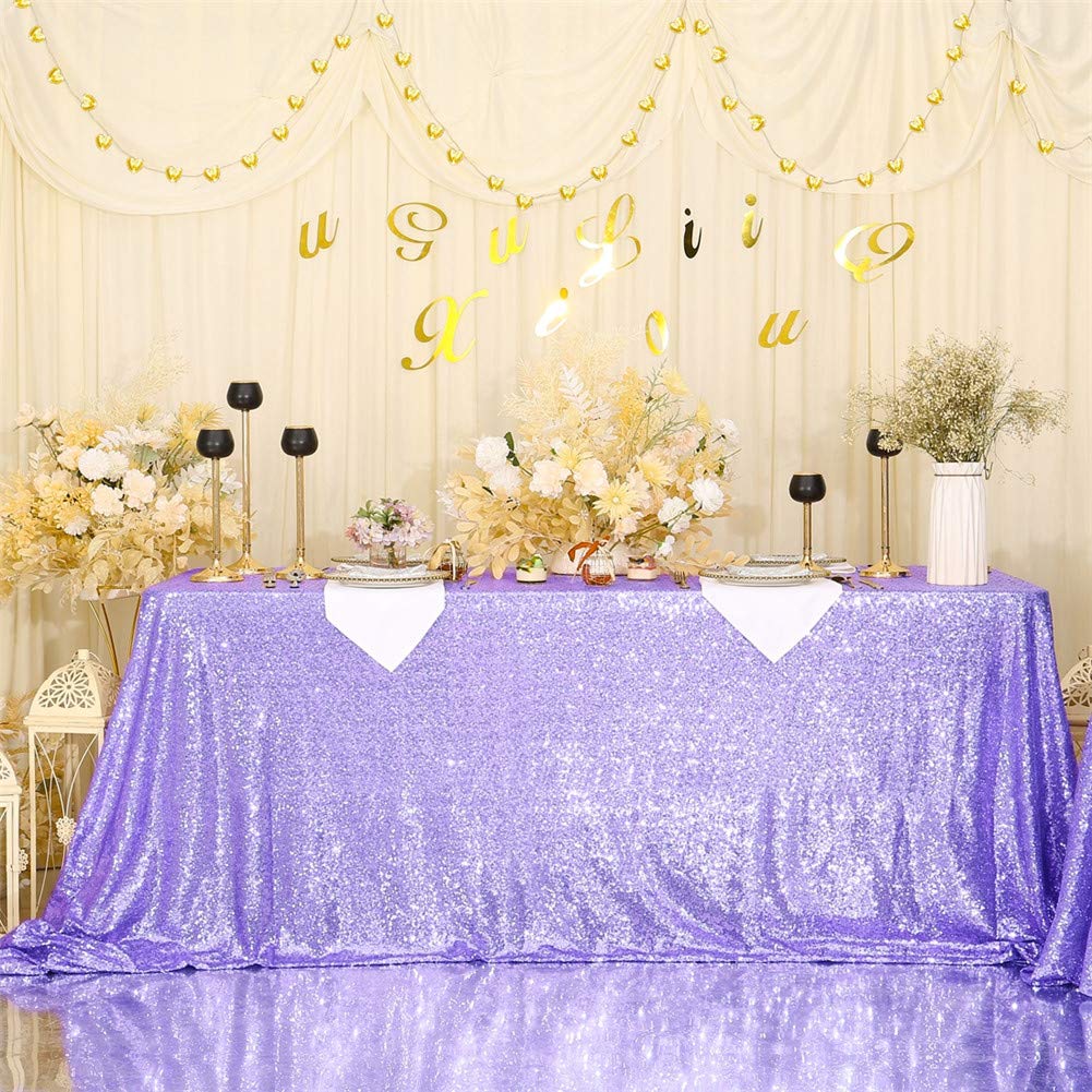 Eternal Beauty Sequin Tablecloth, 60X102 Rectangle Sequin Tablecloth For Party Cake Dessert Table Exhibition Events,Lavender