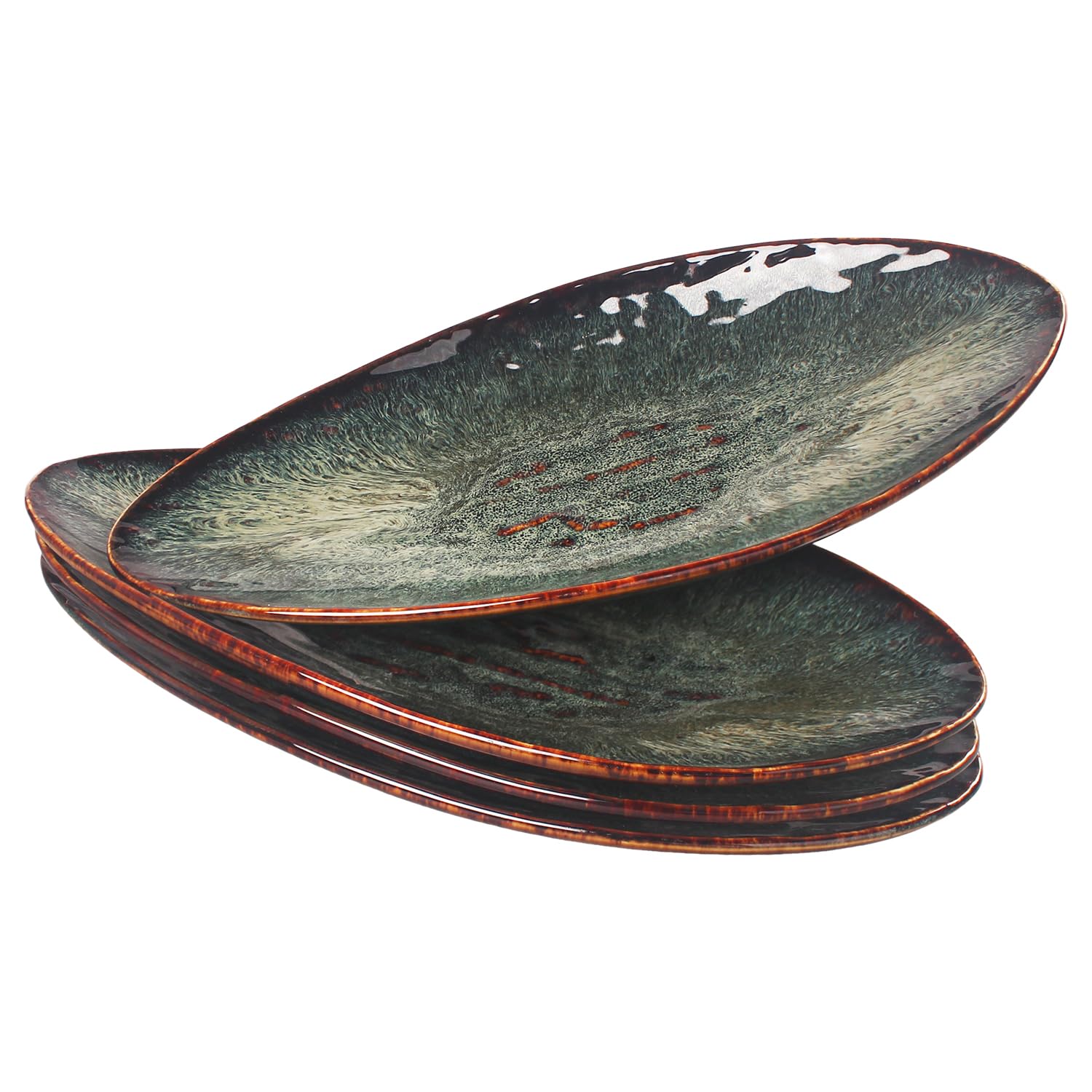 jinsongdafa Ceramic Dinner Plates Set of 4, for Bread, Pasta, Salad, sushi - Microwave, Oven and Dishwasher Safe, Scratch Resist