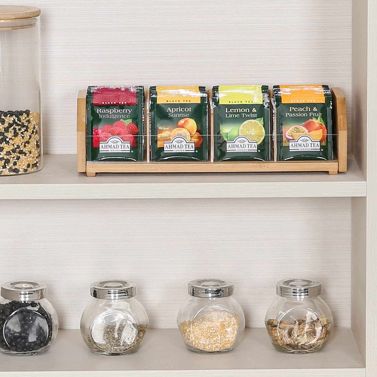 Tiopghad Small Bamboo Tea Bag Organizer Storage Holder For Tea Bags Wood Tea Box Containers Tea Rack Teabag Station Stand For Ca