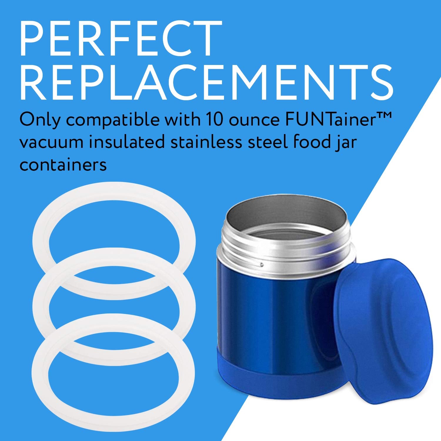 Maplefield 3-Pack Of Thermos (Tm) Food Jar 10 Ounce Funtainer (Tm) -Compatible Gaskets/O-Rings/Seals Products - Bpa-/Phthalate-/