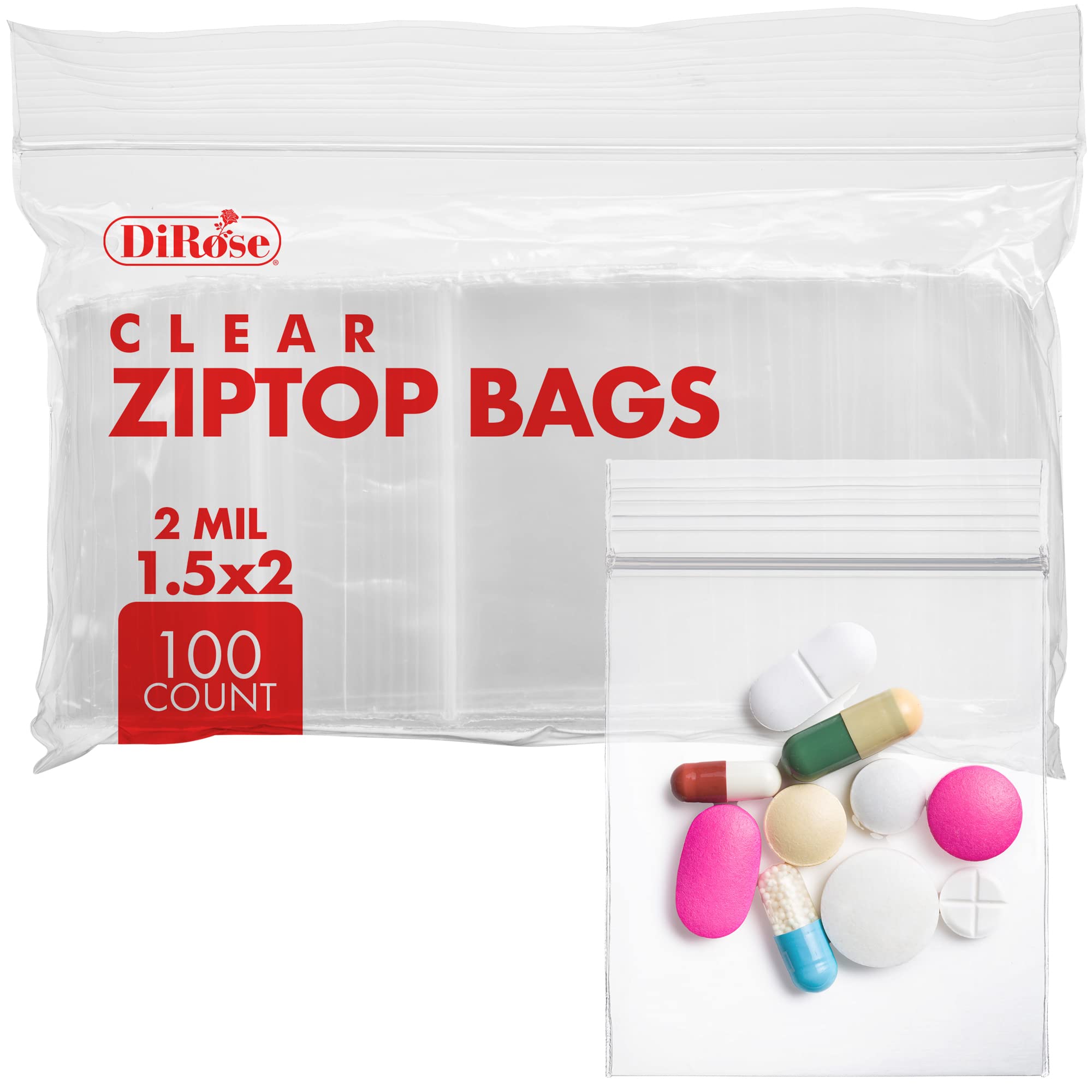 Reclosable Clear Plastic Zip Bags - By DiRose | Resealable, Strong, Thick, Sturdy | For Organizing, Travel, Shipping, Packaging,