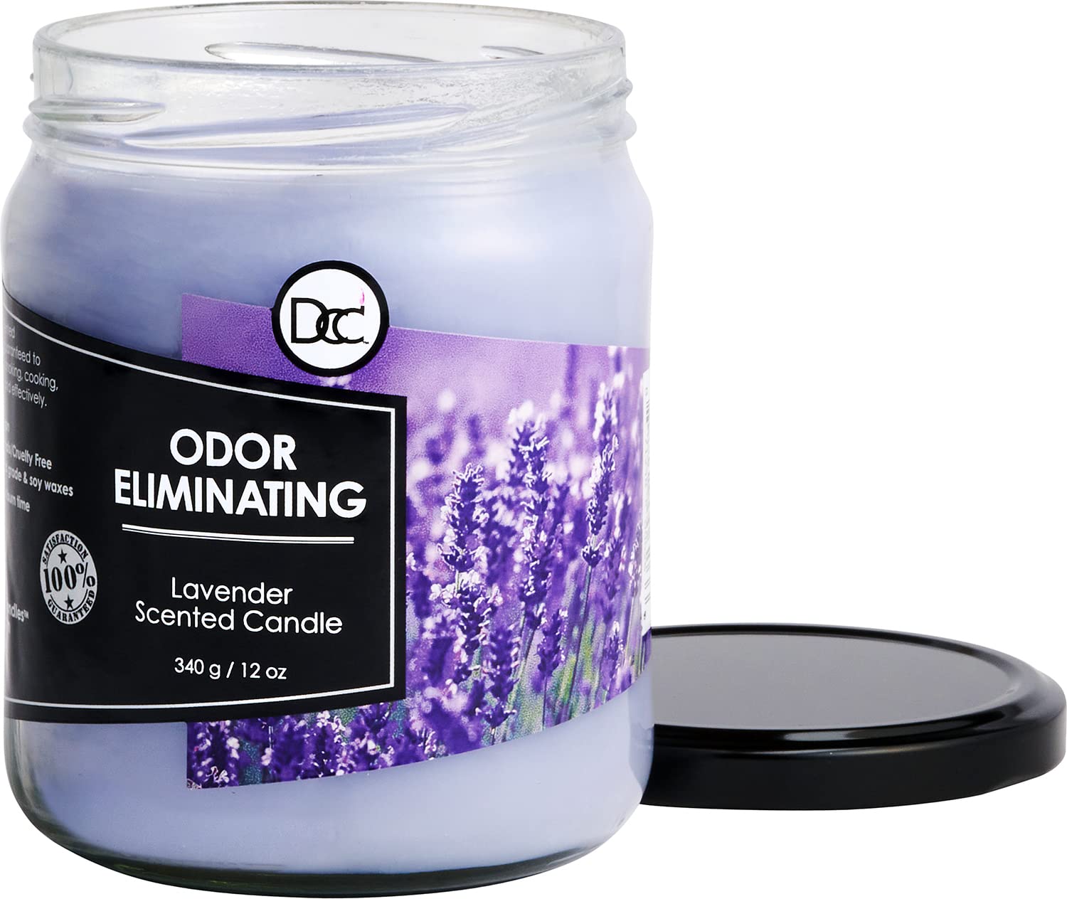 Lavender Odor Eliminating Highly Fragranced Candle - Eliminates 95% of Pet, Smoke, Food, and Other Smells Quickly - Up to 80 Hou