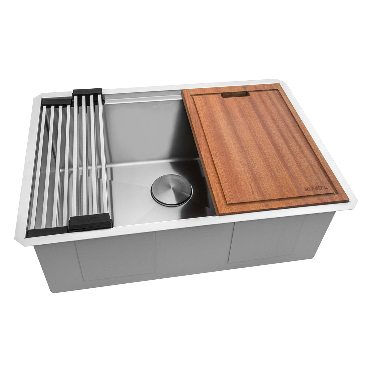 Ruvati 27-Inch Workstation Rounded Corners Undermount Ledge Kitchen Sink With Accessories - Rvh8327