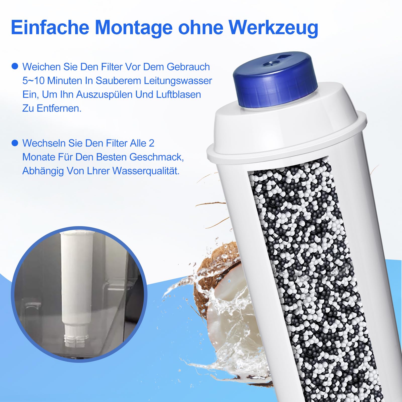 Molifal Water Filter Replacement Compatible With Delonghi Ecam Series, Dinamica, Cappuccino System, Magnifica, Etam Autentica, V