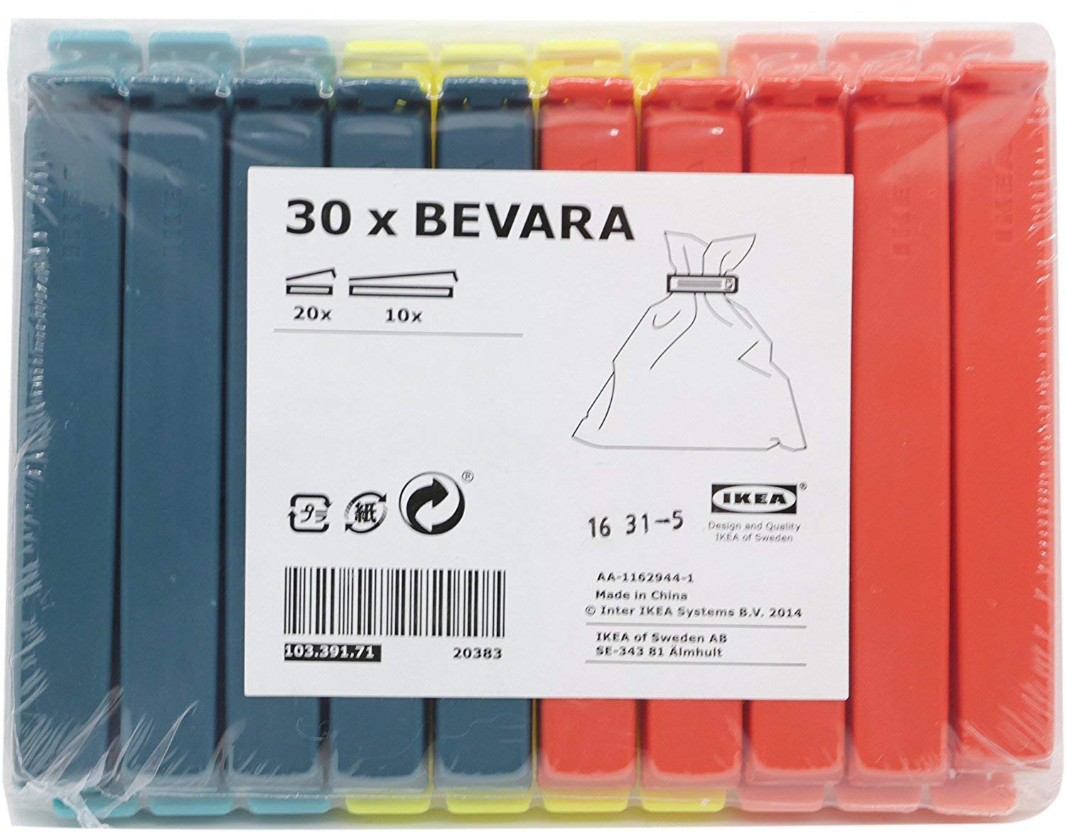 Ikea Bevara Sealing Clip Multicolor, Ikea-Bevara-Clip-Multicolor-1Pk