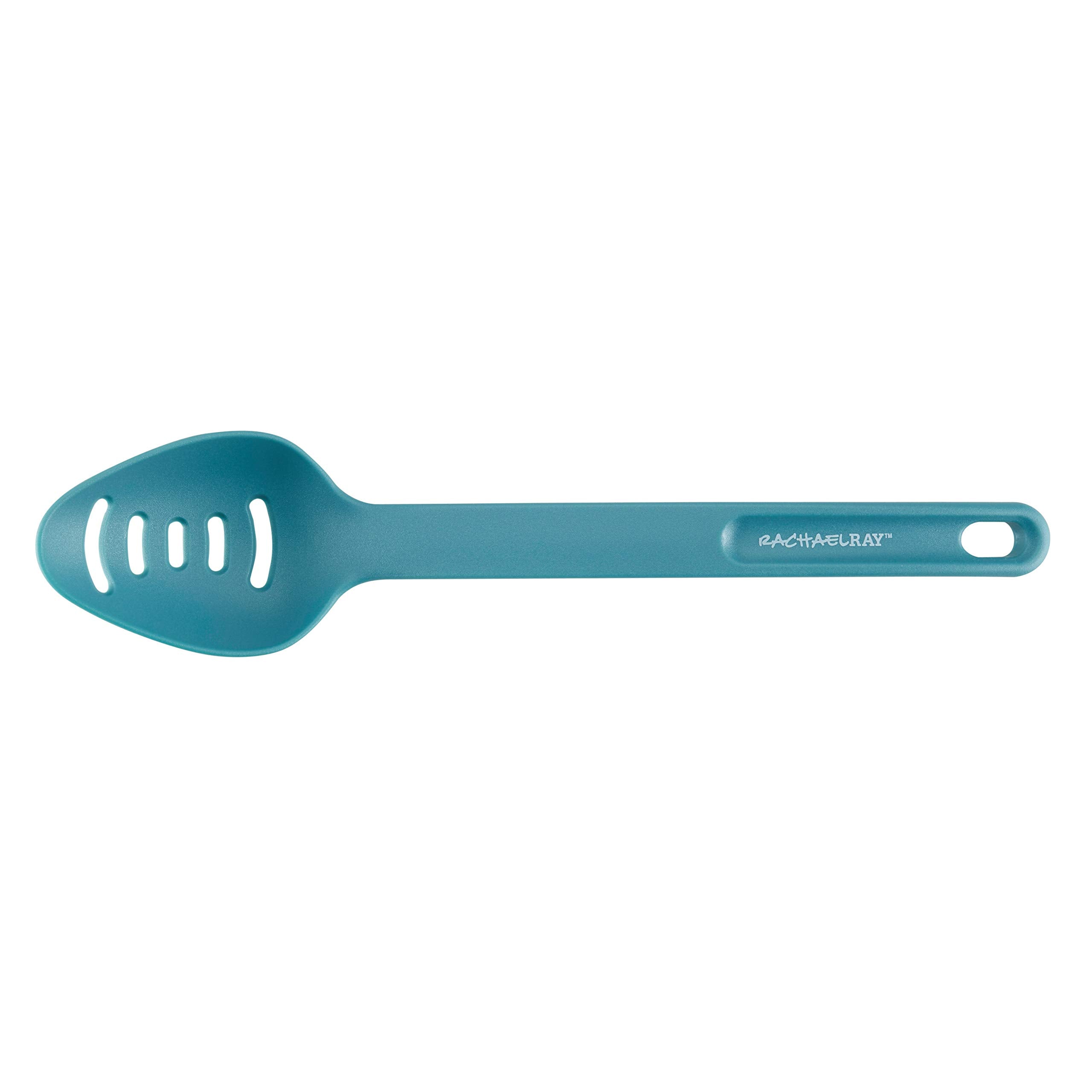 Rachael Ray Cucina Nylon Nonstick Utensils/Fish Turner, Spatula, Solid And Slotted Spoons, 4 Piece, Agave Blue