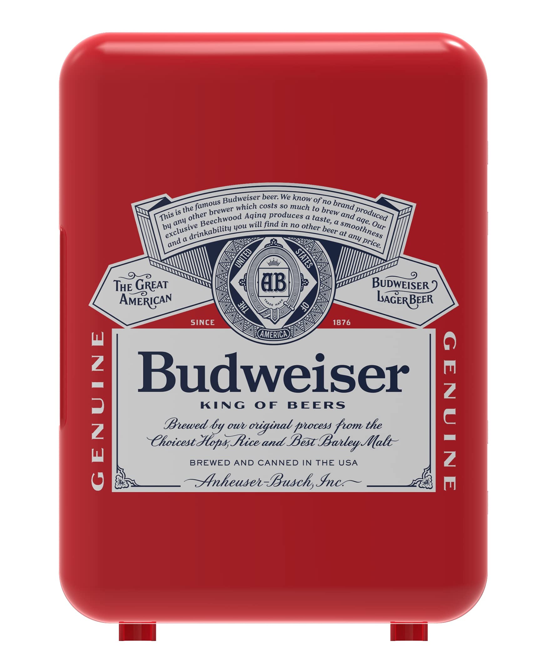 Curtis Budweiser Mis135Bud, Mini Portable Compact Personal Fridge Cooler, 4 Liter Capacity Chills Six 12 Oz Cans, 100 Freon-Free