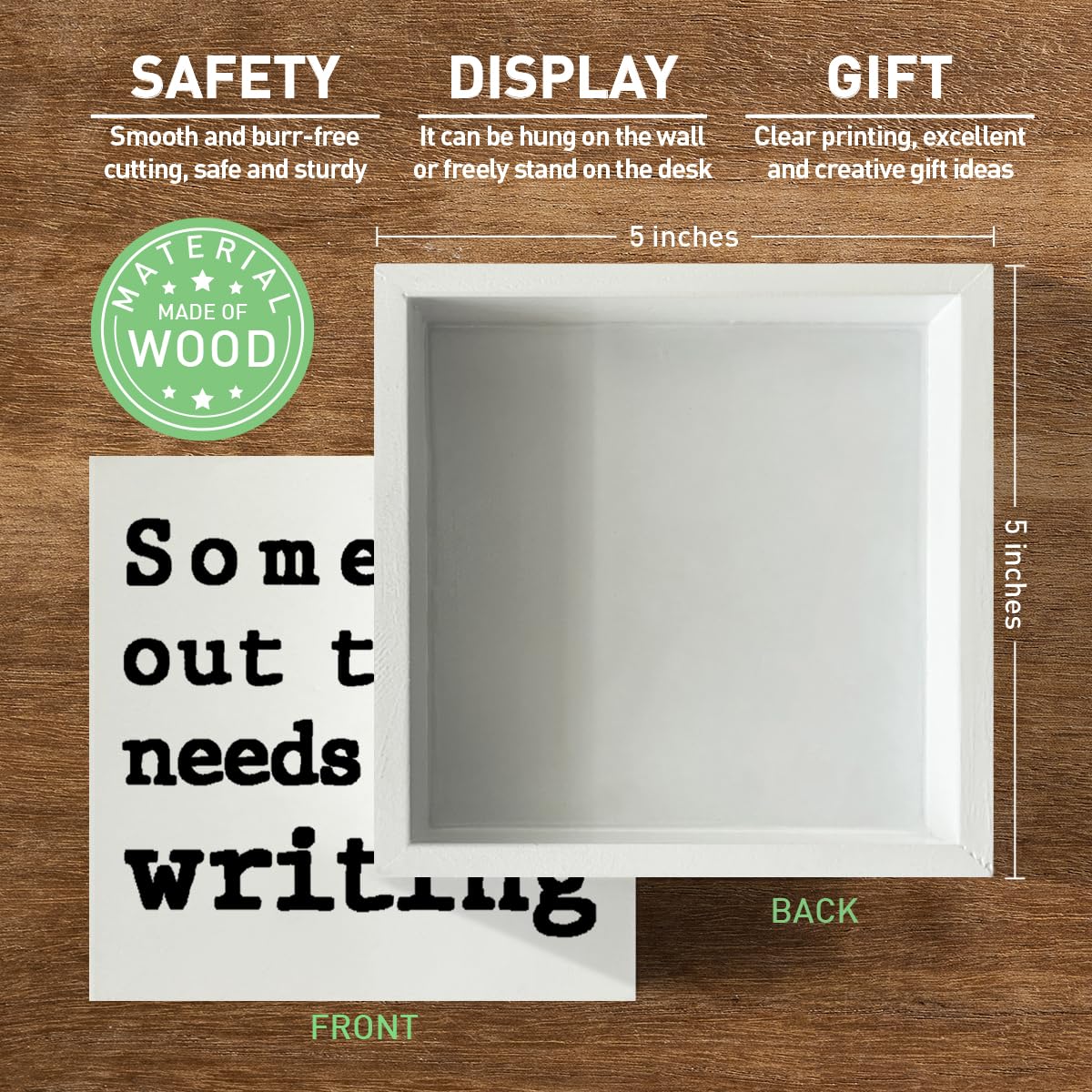 Writer Gifts for Women Men, Author Novelist Writing Lover Journalist Christmas Birthday Gifts Writer Home Office Desk Decor Wood