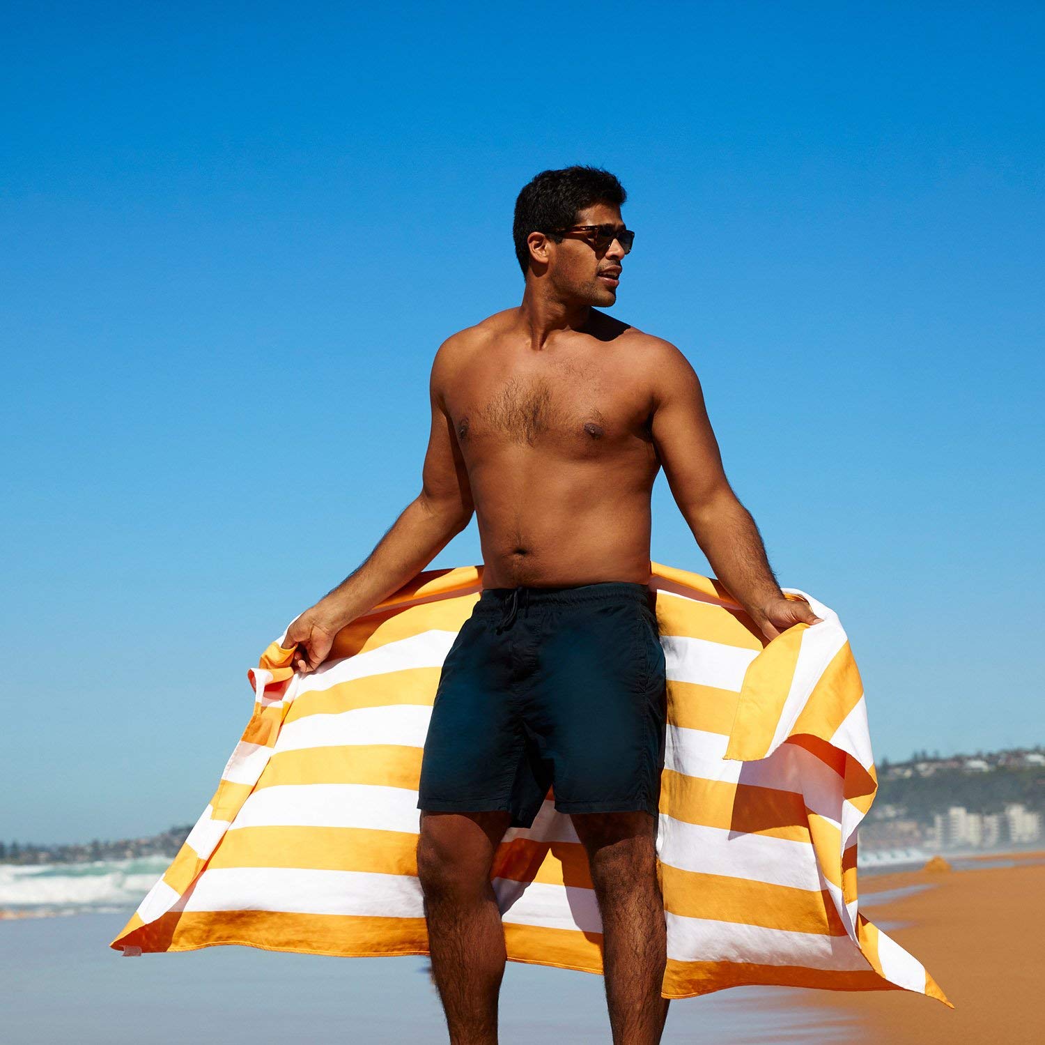 Dock & Bay Beach Towel - Quick Dry  Sand Free - compact  Lightweight - 100% Recycled - Includes Bag - cabana - Ipanema Orange - Large (160x90cm  63x35)