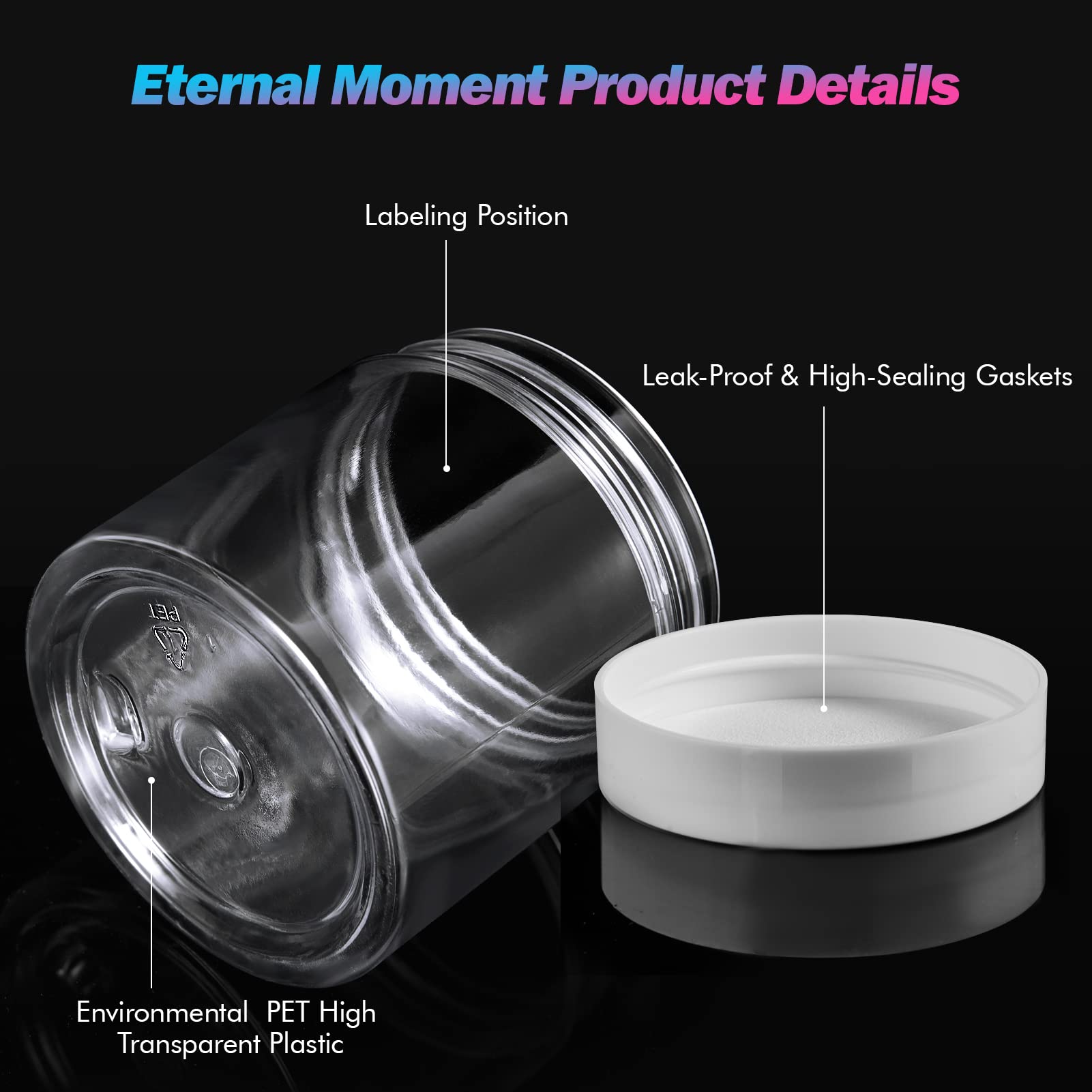 36 Pack 4 Oz Plastic Jars Round Clear Cosmetic Container Jars With White Lids, Eternal Moment Plastic Slime Jars For Lotion, Cre