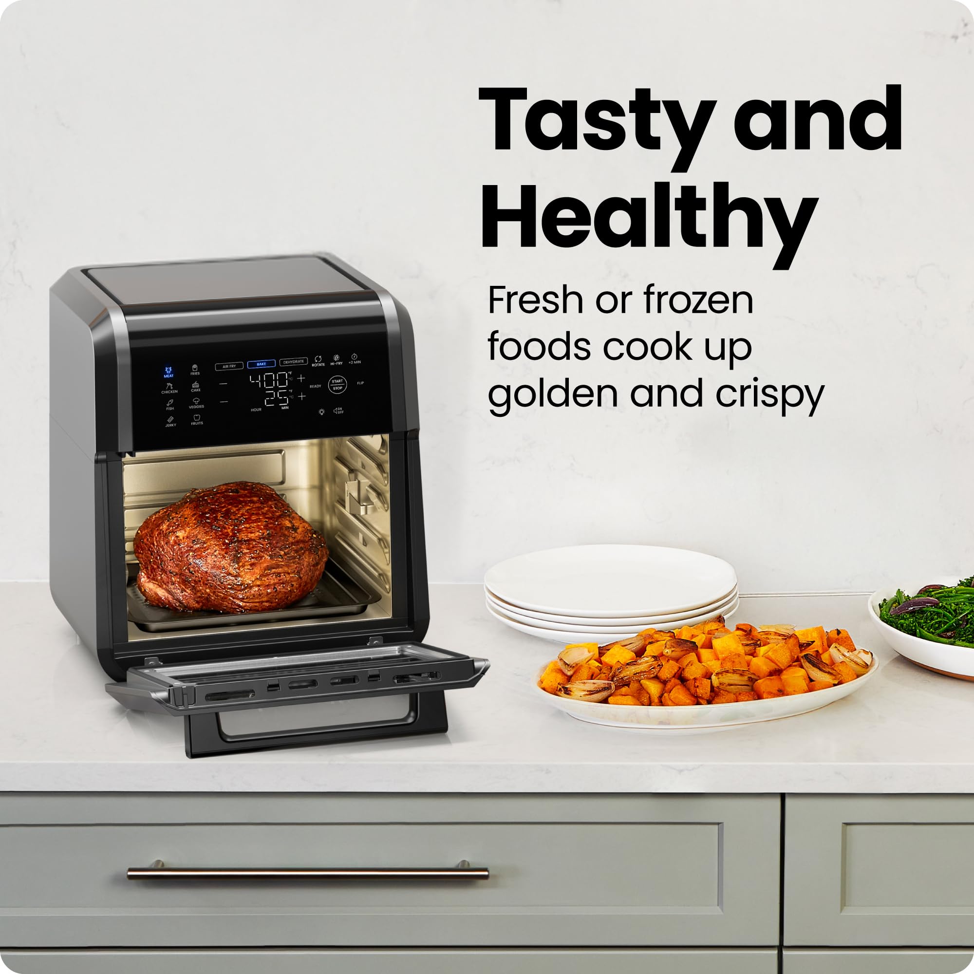 Chefman 12-Quart 6-In-1 Air Fryer Oven With Digital Timer, Touchscreen, And 12 Presets - Family Size Countertop Convection Oven,