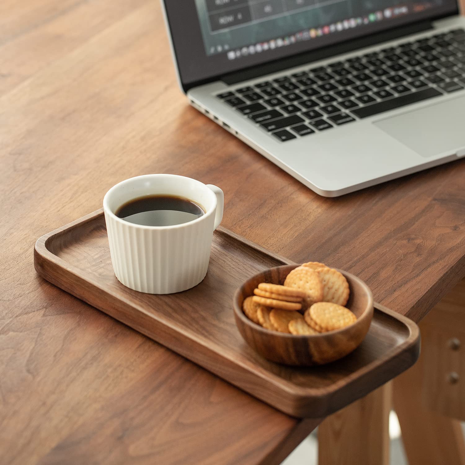 Muso Wood Walnut Serving Tray Solid Wood Small Tray Rectangle Platter Bathroom Tray Dinner Tray Tea Tray Coffee Tray (11.8 X 5 I