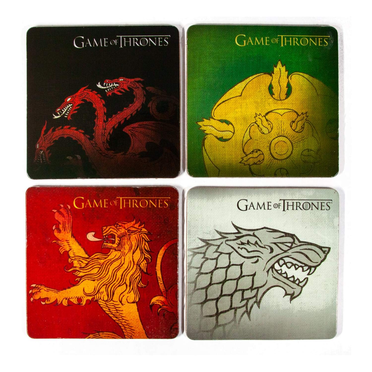 Game Of Thrones Coasters | Nerd Block Exclusive Drink Coaster Pads Featuring Game Of Thrones House Emblems | Set Of 4