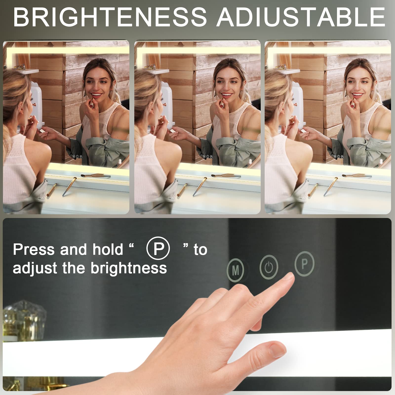 Sucedey Vanity Mirror With Lights, 23'' X 18'' Makeup Mirror, Hollywood Mirror With 3 Color Modes & Adjustable Brightness, Detac