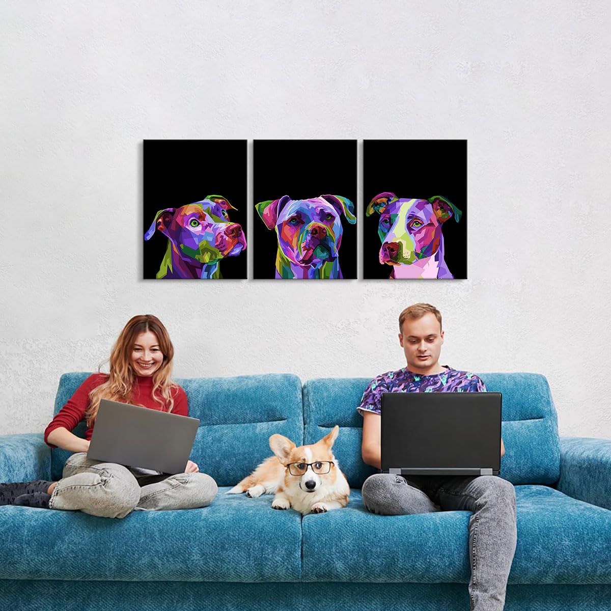 3 Pieces Dog Decor Dog Wall Art Pitbull Wall Decor Animal Wall Art Dog Art Dog Pictures Wall Decor Pet Decor Dog Paintings Anima