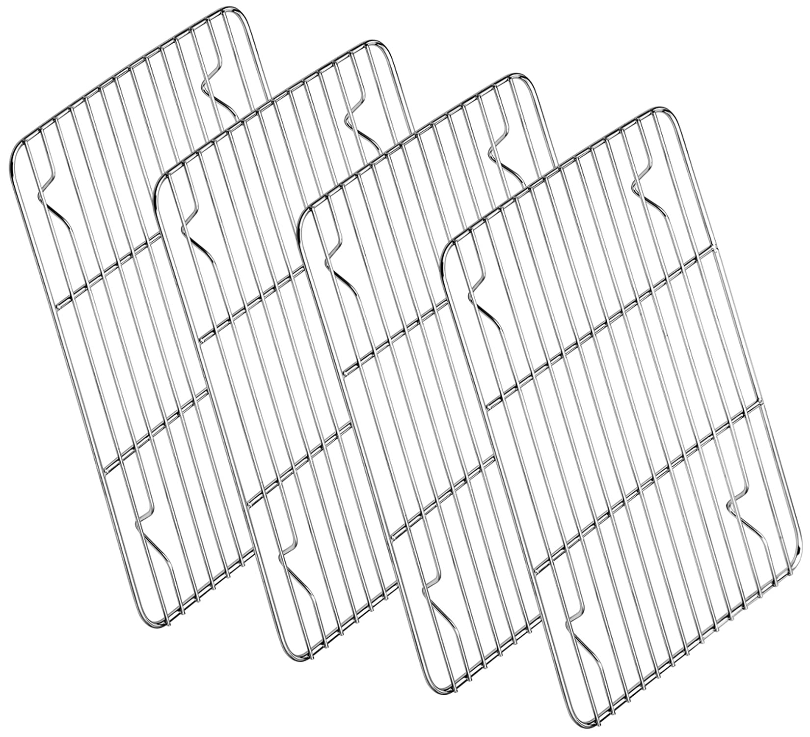 P&P Chef 4 Piece Cooking Racks, Baking Cooling Roasting Drying Stainless Steel Rack For Oven Kitchen Use, Rectangle 11.6 ' ' X 9