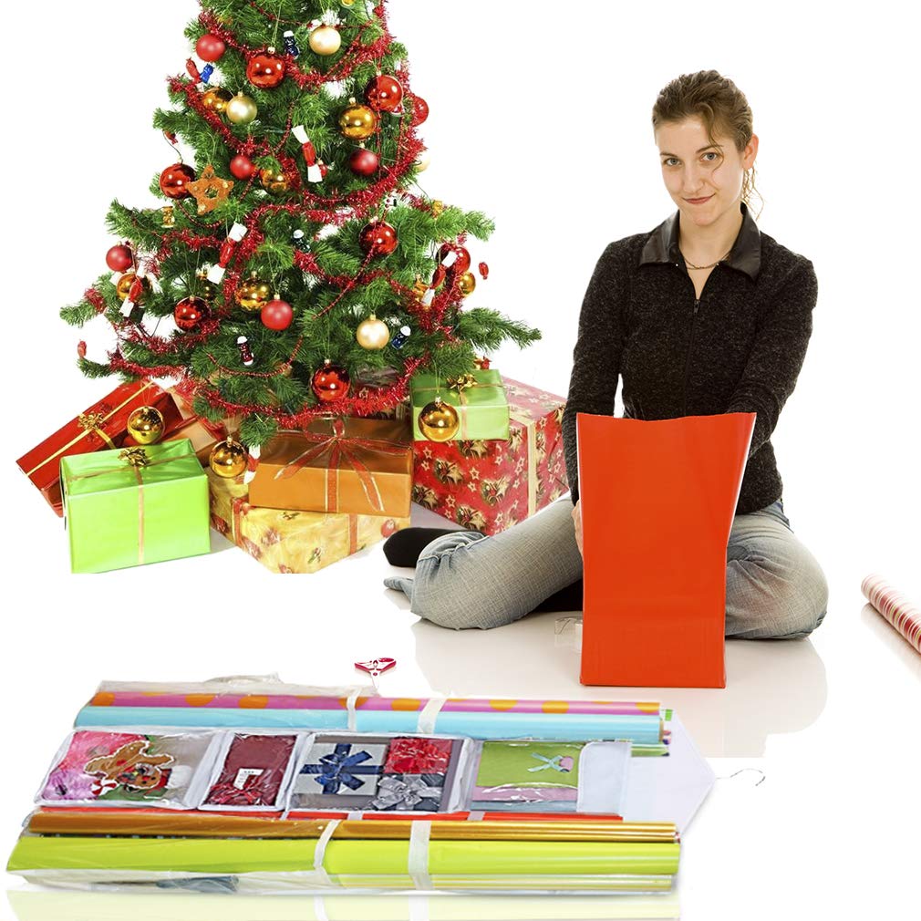 Propik Hanging Double Sided Wrapping Paper Storage Organizer With Multiple Front And Back Pockets Organize Your Gift Wrap & Gift