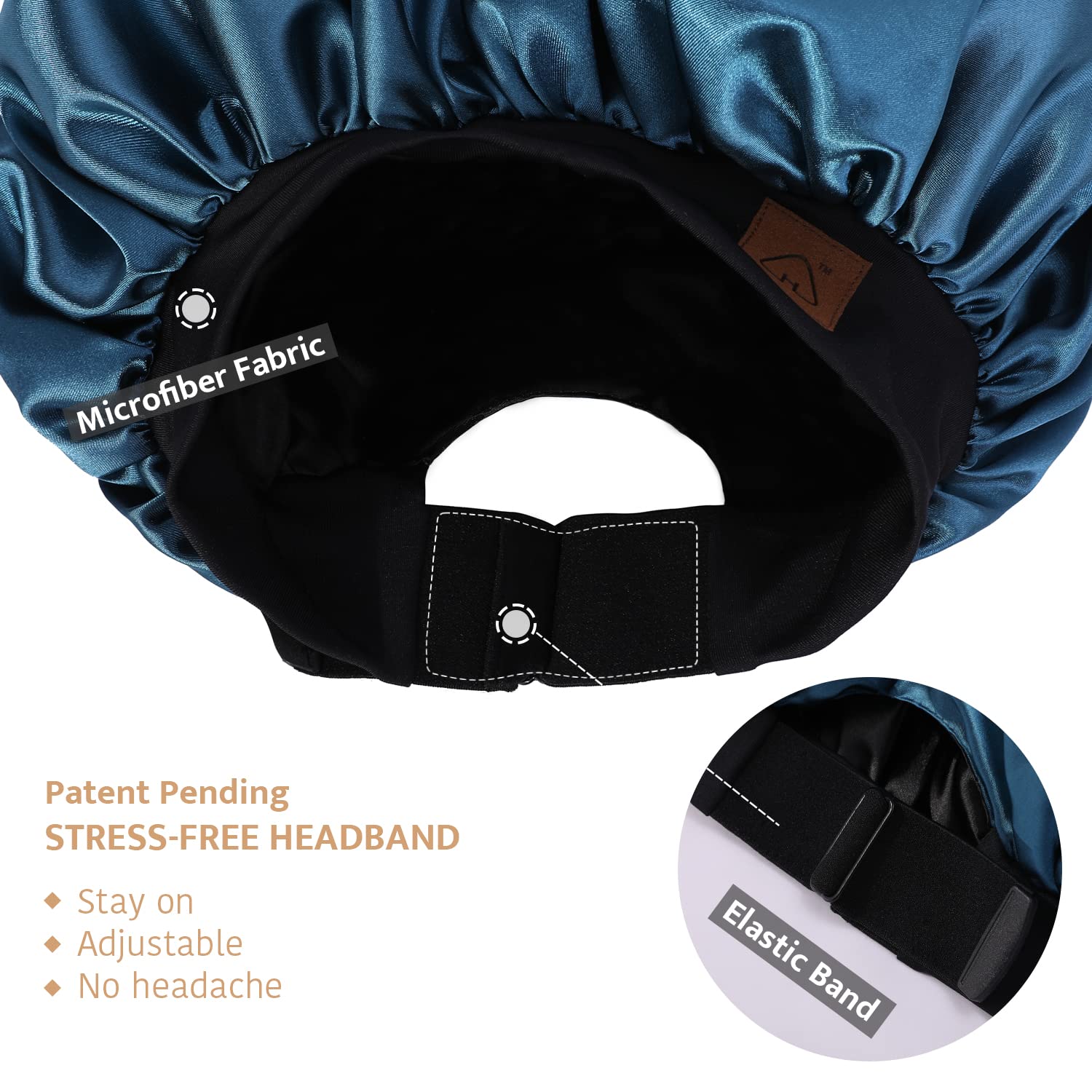 Hat Hut Satin Bonnet Silk Bonnet Sleep Cap For Women Hair Bonnet For Curly Natural Hair Sleeping Adjustable Wide Band Double Lay