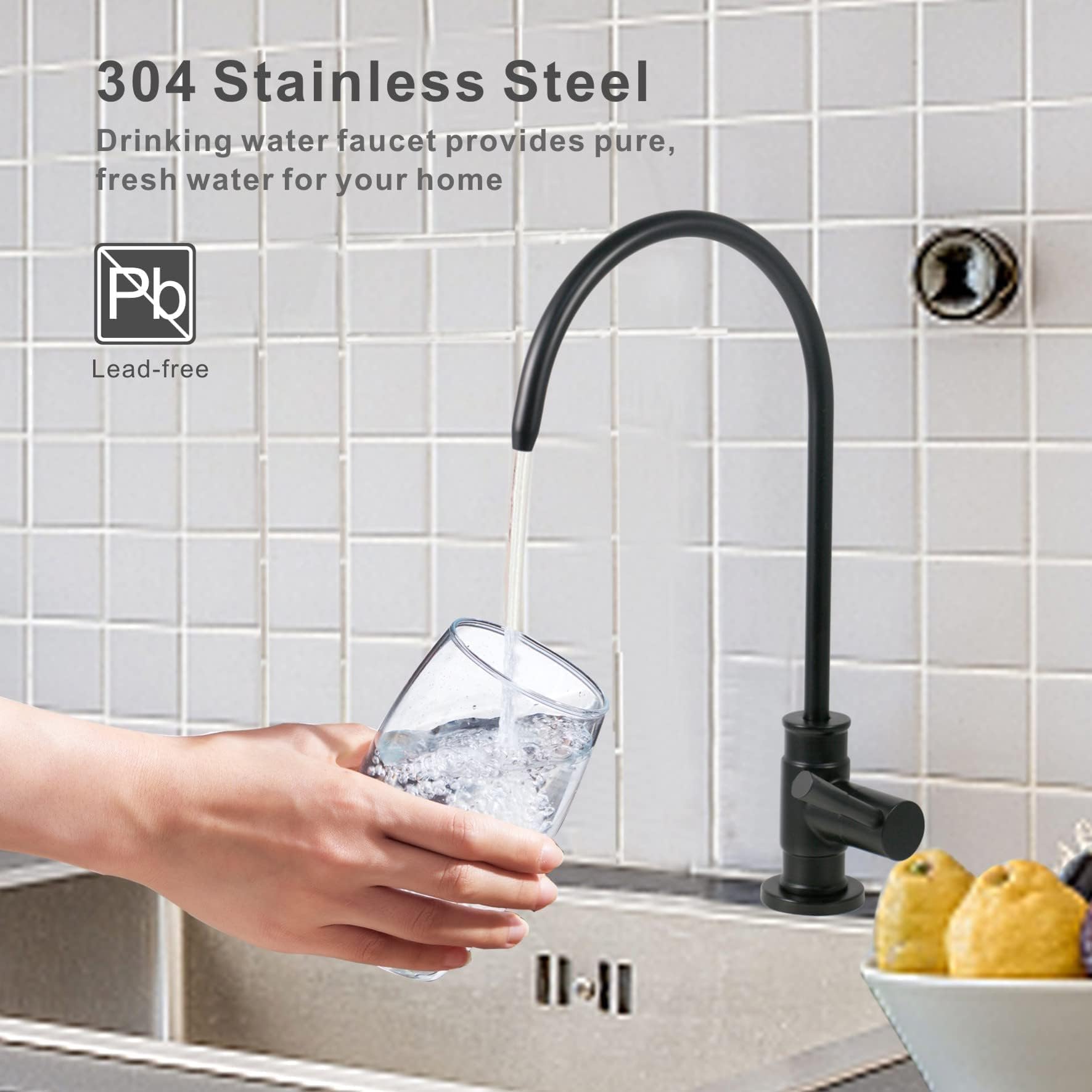Drinking Water Faucet Matte Blak Wellup Reverse Osmosis Faucet for Non Air Gap RO Water Filtration System  Lead-Free Stainless Steel Kitchen Water Filter RO Faucet for Kitchen Bar Sink