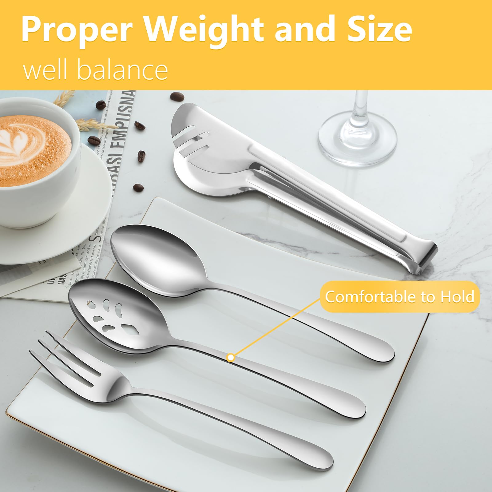 Pleafind 16 Pcs Serving Utensils, Stainless Steel Serving Utensils Set With Serving Spoons, Slotted Serving Spoons, Serving Fork