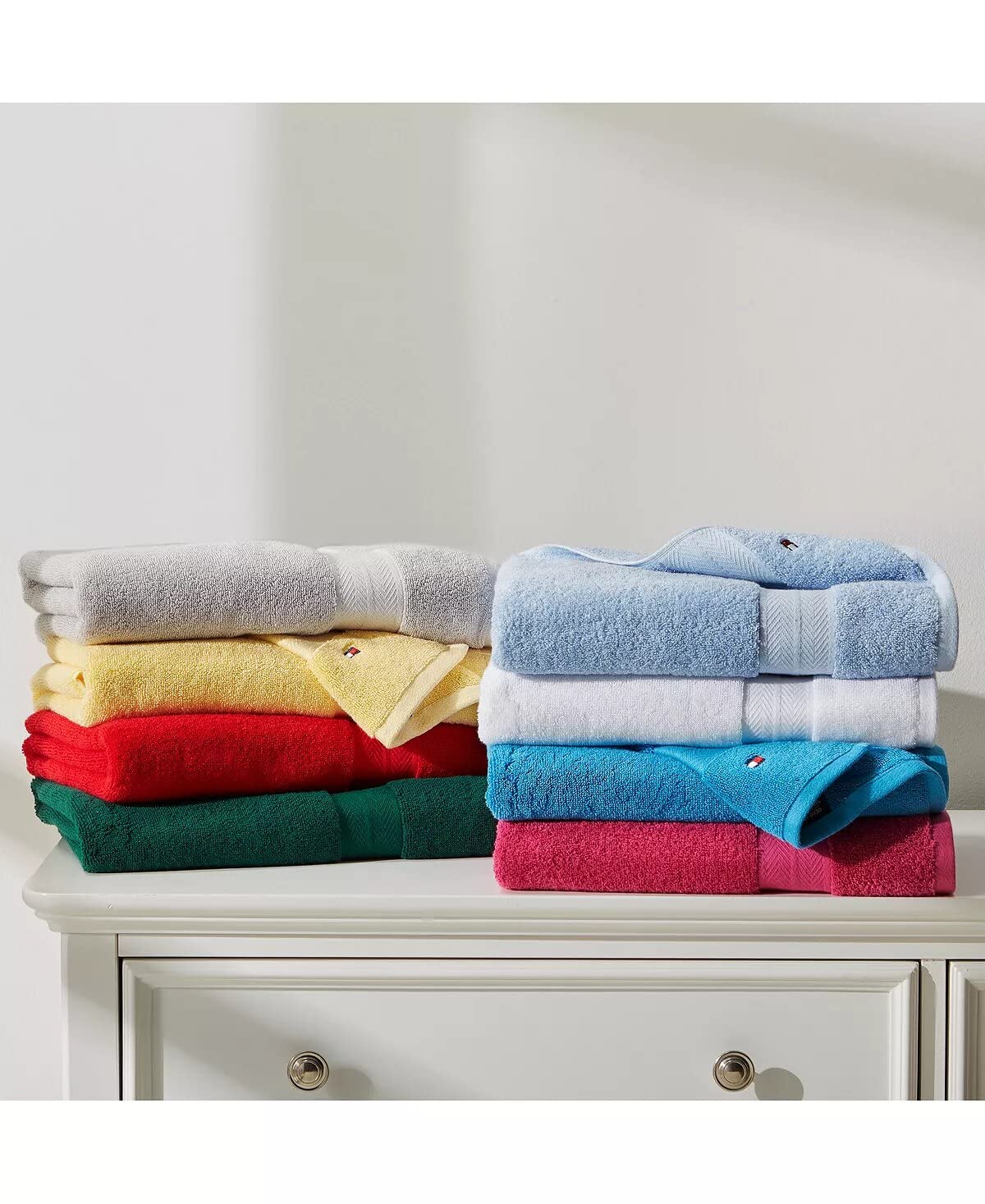 Tommy Hilfiger Modern American Solid Wash Cloth, 13 X 13 Inches, 100% Cotton 574 Gsm (Seaglass)