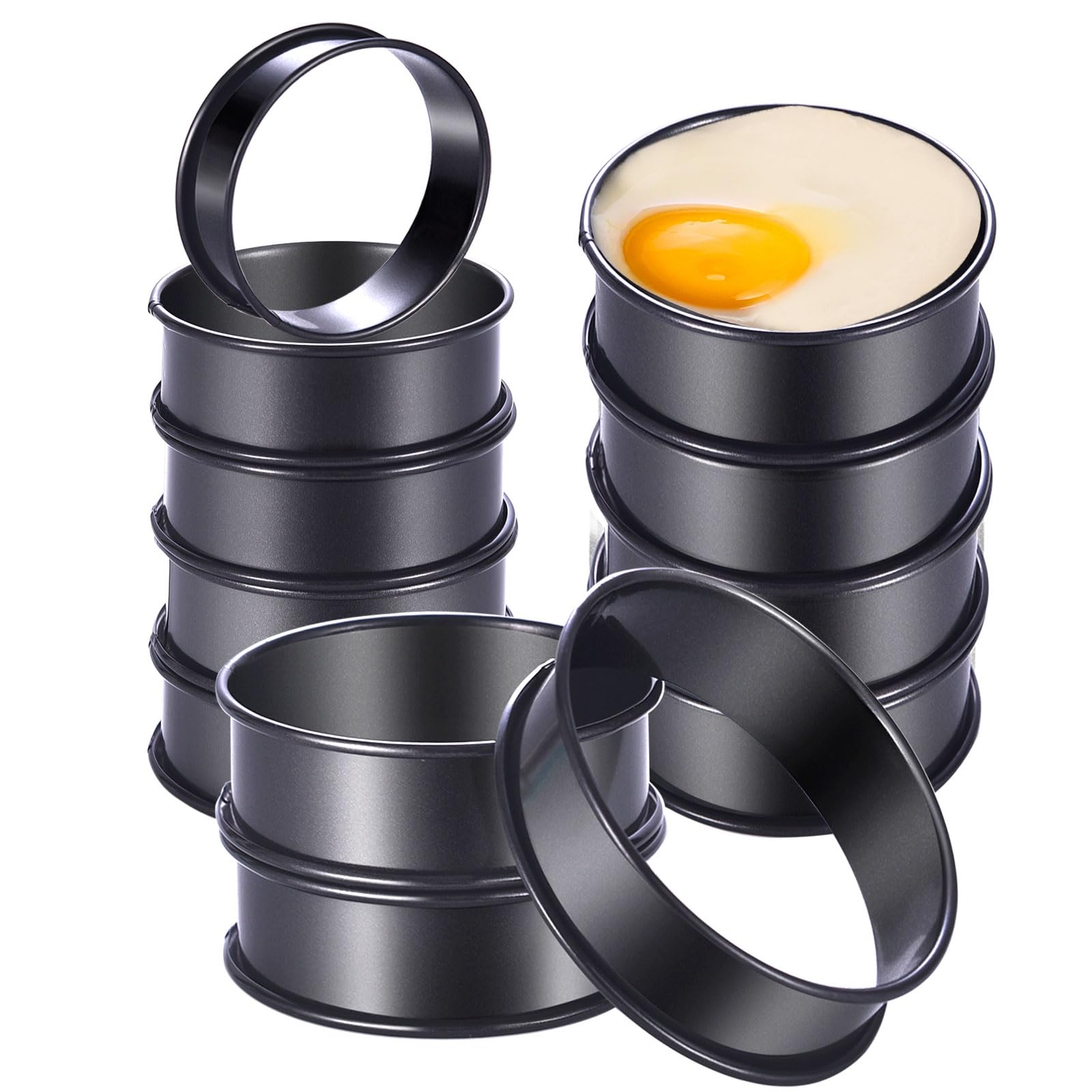 DATANYA 12Packs Crumpet Rings NONSTICK English Muffin Rings 3.15 Inch Stainless Steel Double Rolled Tart Ring Upgraded Round Met