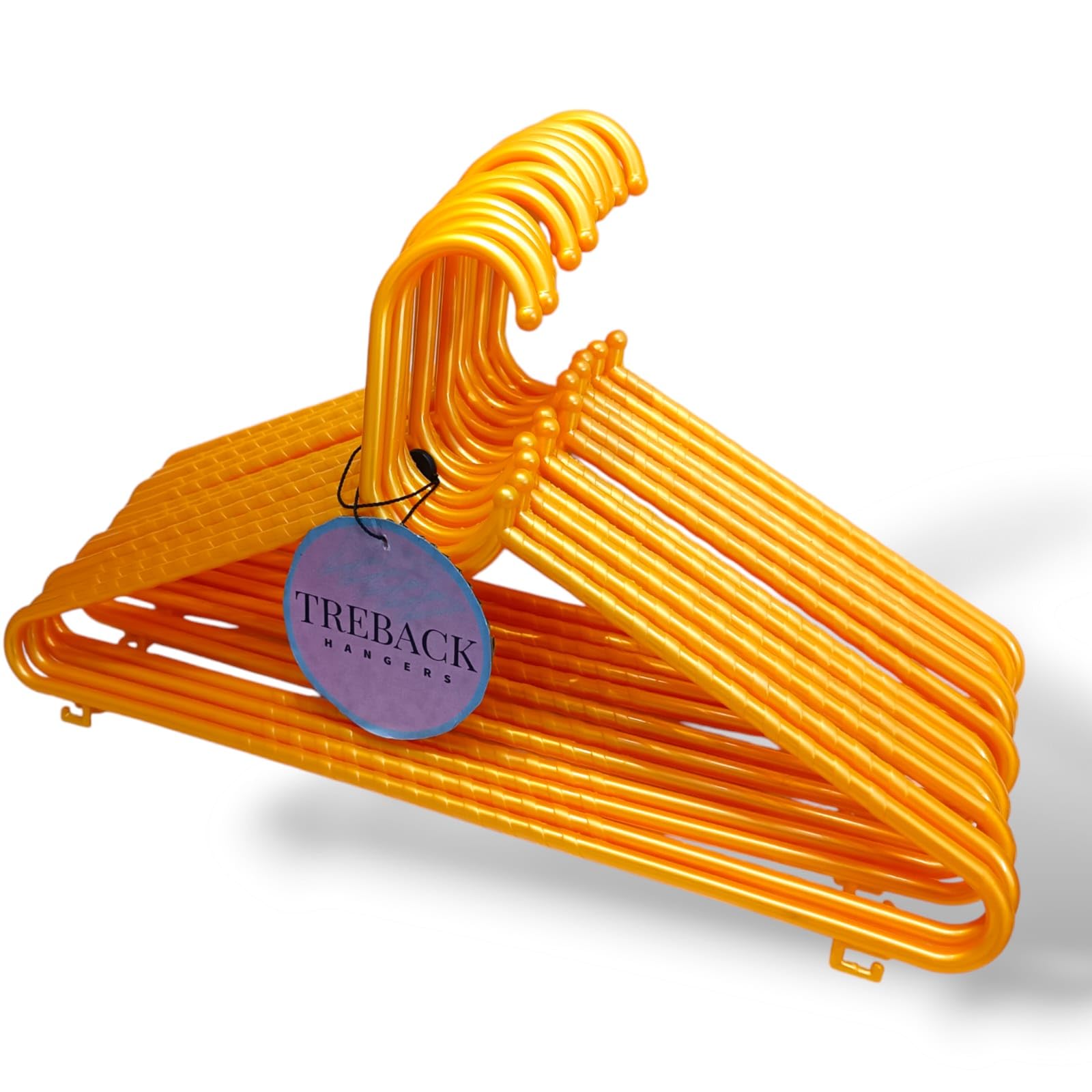 Treback Plastic Clothes Hangers | Pack Of12, Golden | Hanger For Shirts, Saree, Jeans| HeavyDuty & NonSlip  SpaceSaving Hang