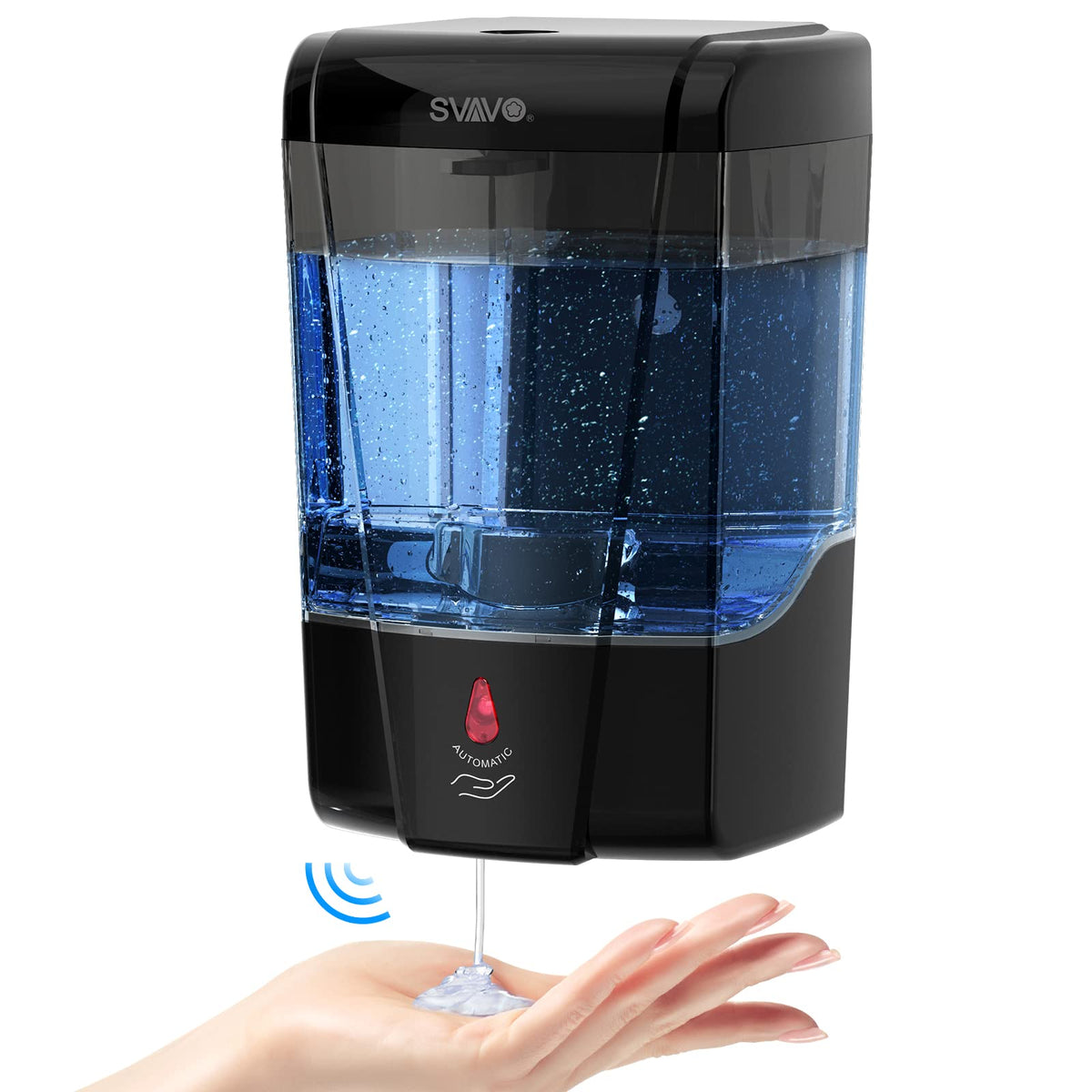 Svavo Automatic Soap Dispenser Hand Sanitizer Dispenser Wall Mount 600Ml/21Fl.Oz, Touchless Electric Sensor Pump Battery Operate