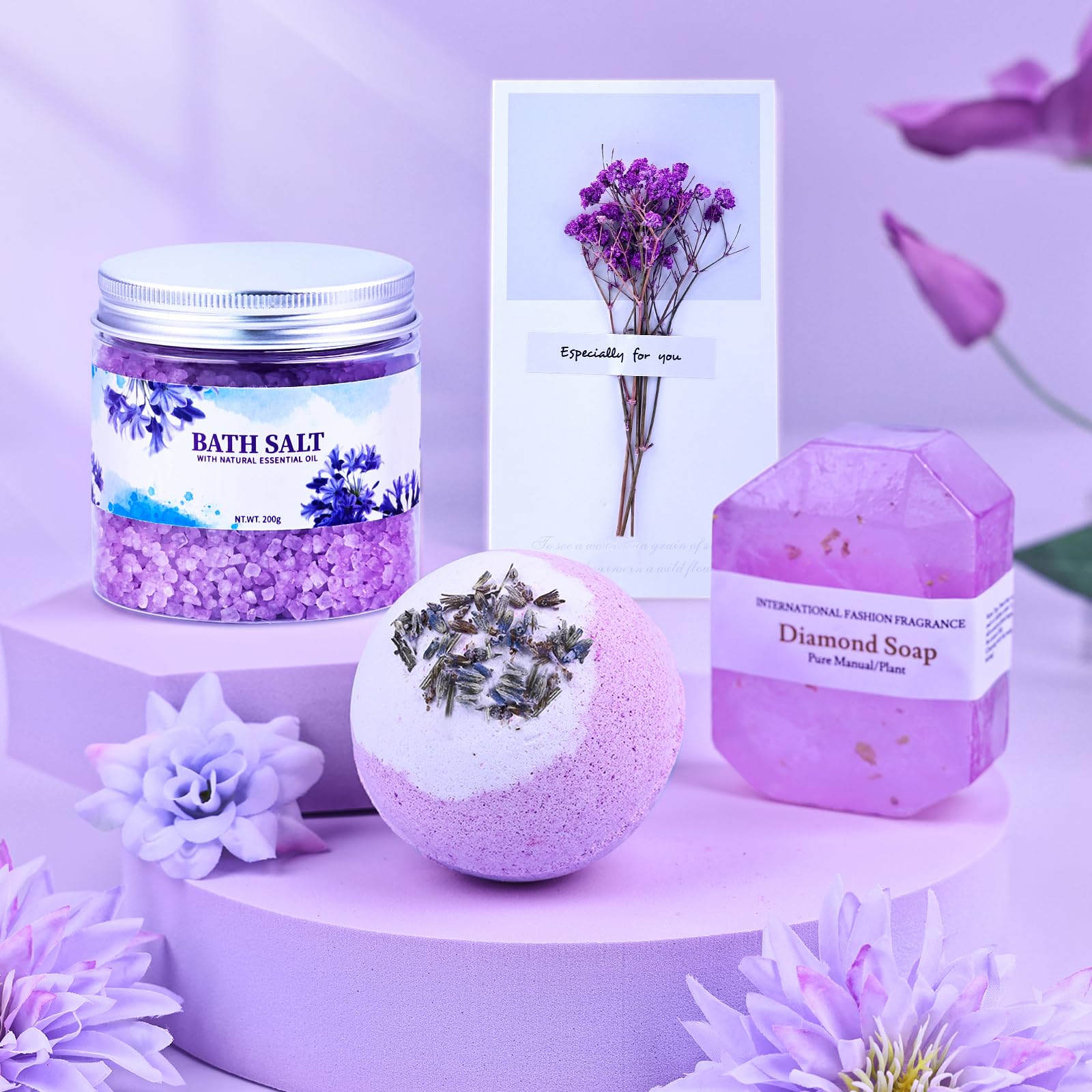 Birthday Gifts for Mom, Mothers Day Gift Ideas Birthday Gifts Get Well Soon Gifts for Mom Wife Women, Relaxing Lavender Spa Purp