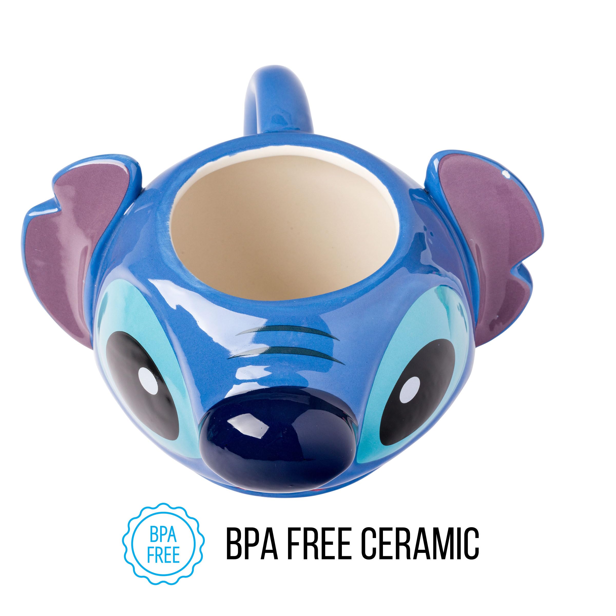 Silver Buffalo Disney Lilo and Stitch Ceramic 3D Sculpted Mug Featuring Stitch, 20 Ounces