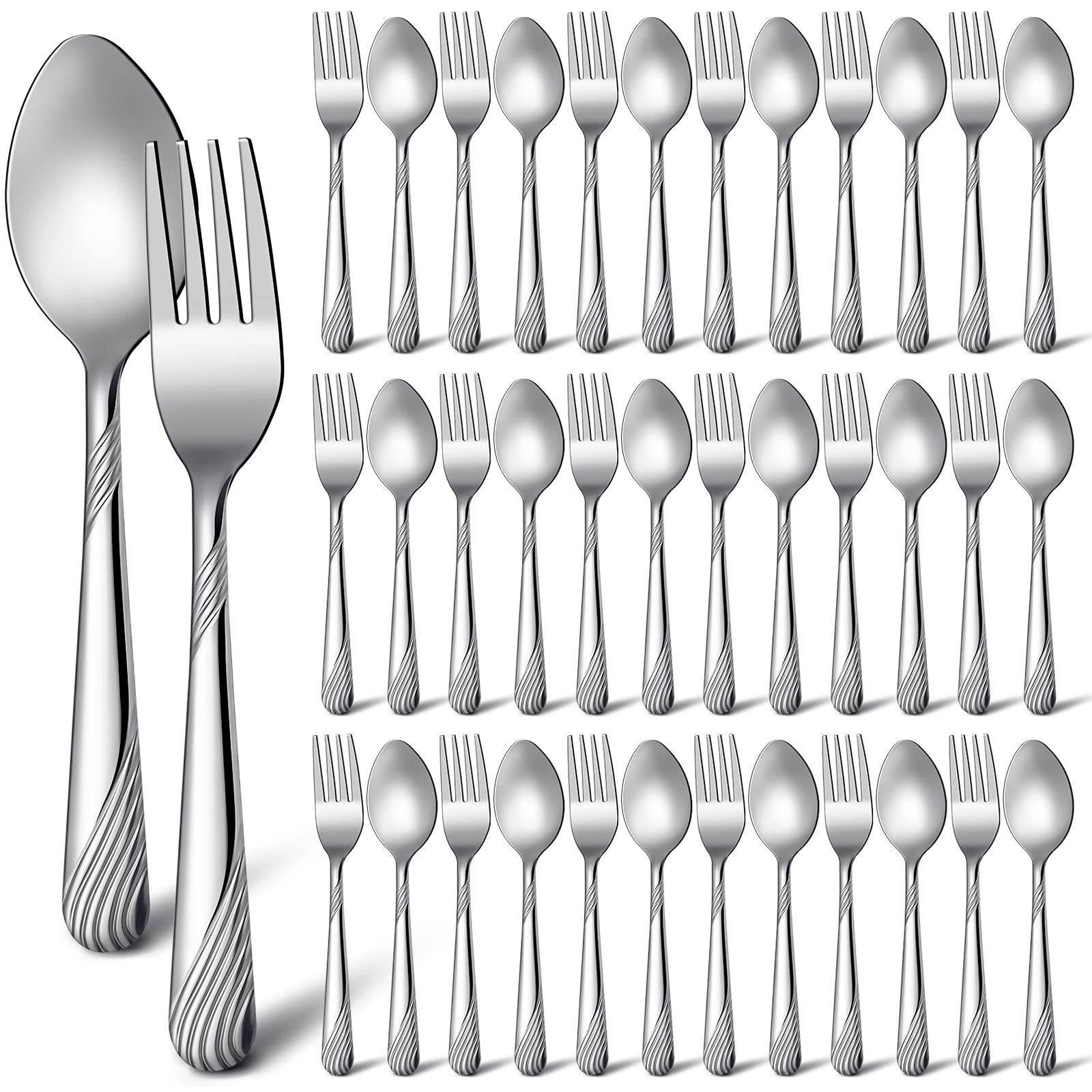 50 Pcs Forks And Spoons Silverware Set Stainless Steel Flatware Cutlery Set Heavy Duty Metal Spoons And Forks Set For Kitchen Ut