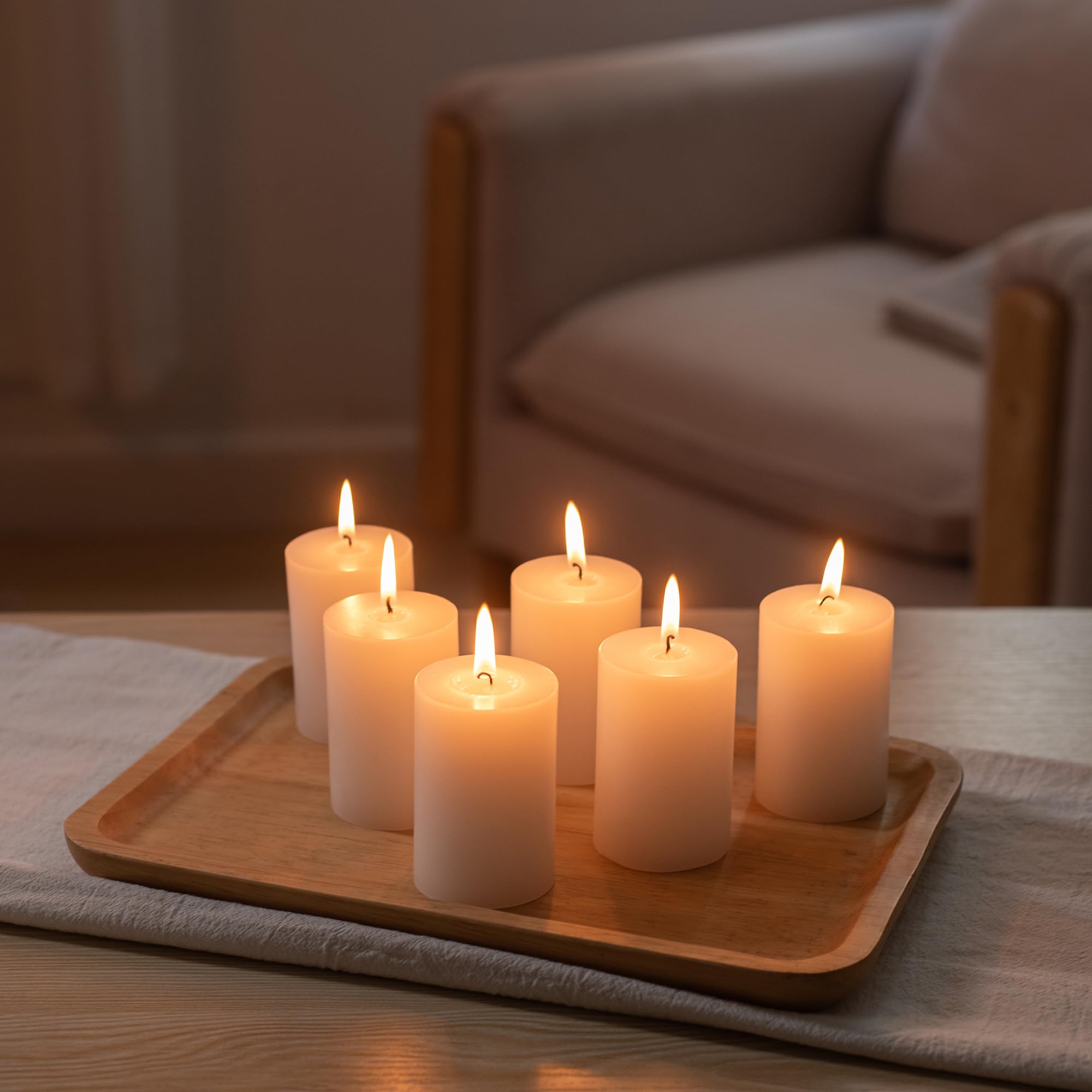 Housecret 25 Pack 2  D x 3  H (20 Hour Burn Time) White Unscented Pillar Votive Candles, Hand Poured Wax Candle Ideal Gifts for