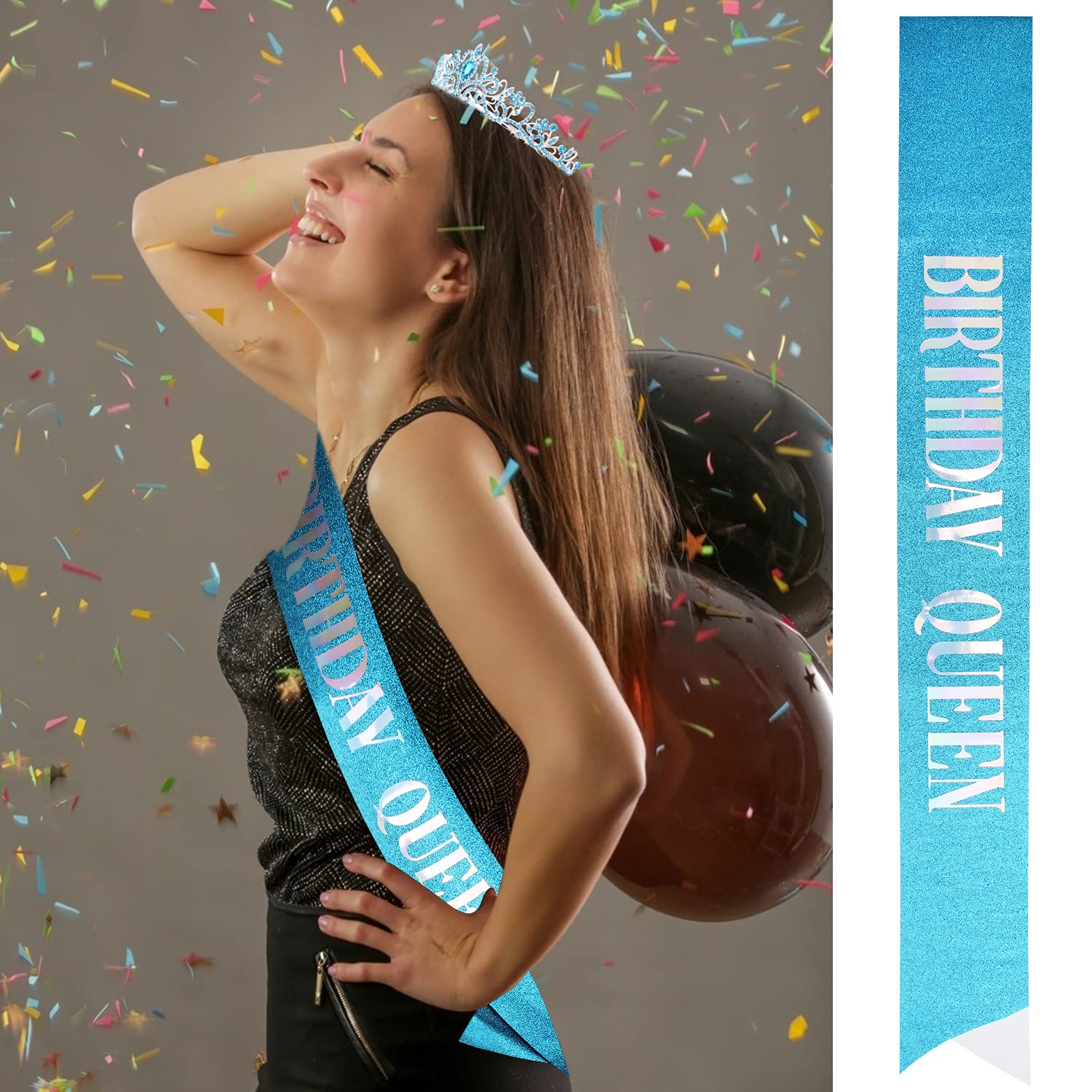 Birthday Crowns For Women, Tiaras And Crown For Women, Tiara For Women Birthday Queen, Birthday Crown And Sash For Women, Blue R