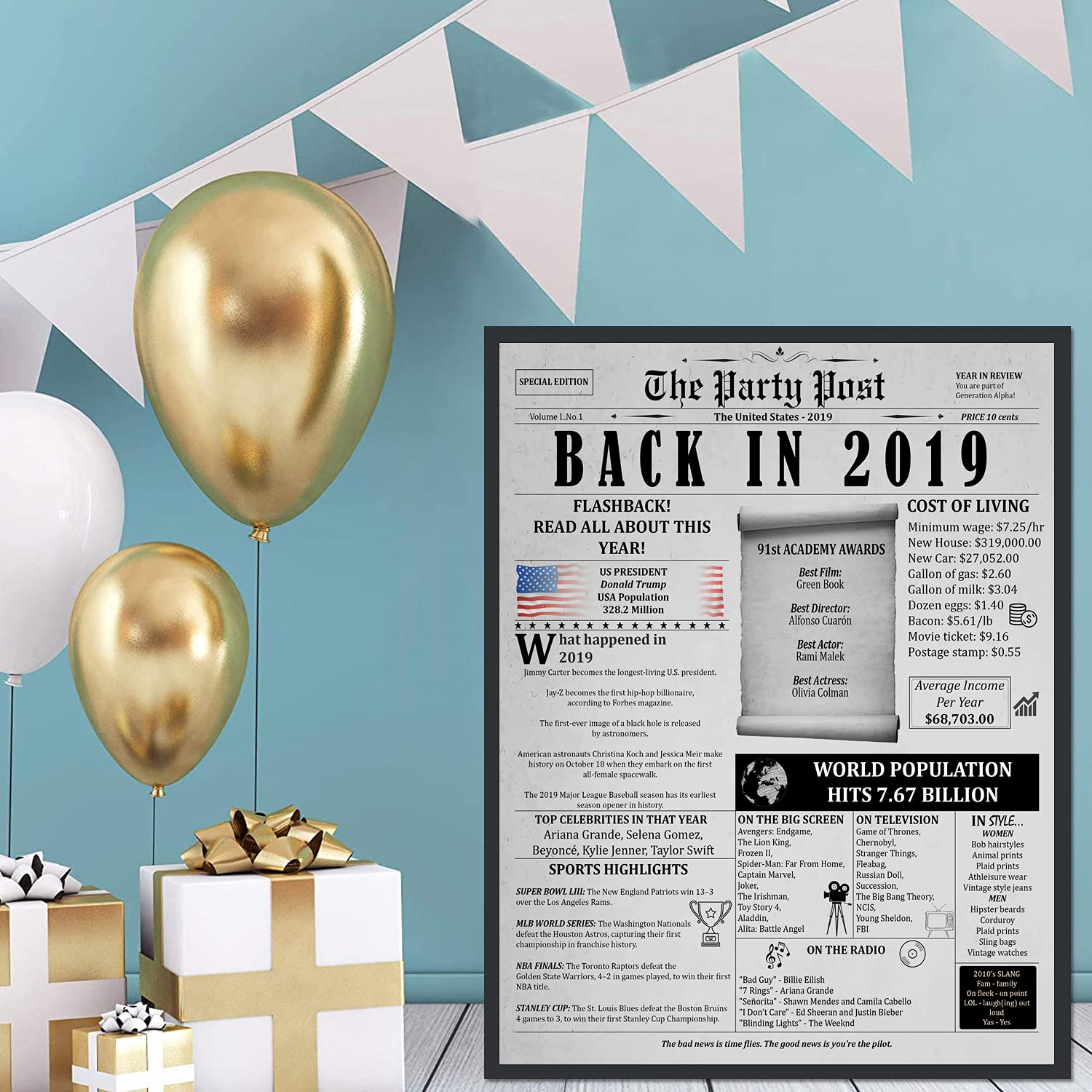 6Th Birthday Poster 8 X 10 Party Sign - Born 6 Years Ago Table Party Supplies. Back In 2019 Home Decor Bday Card. Wedding Annive