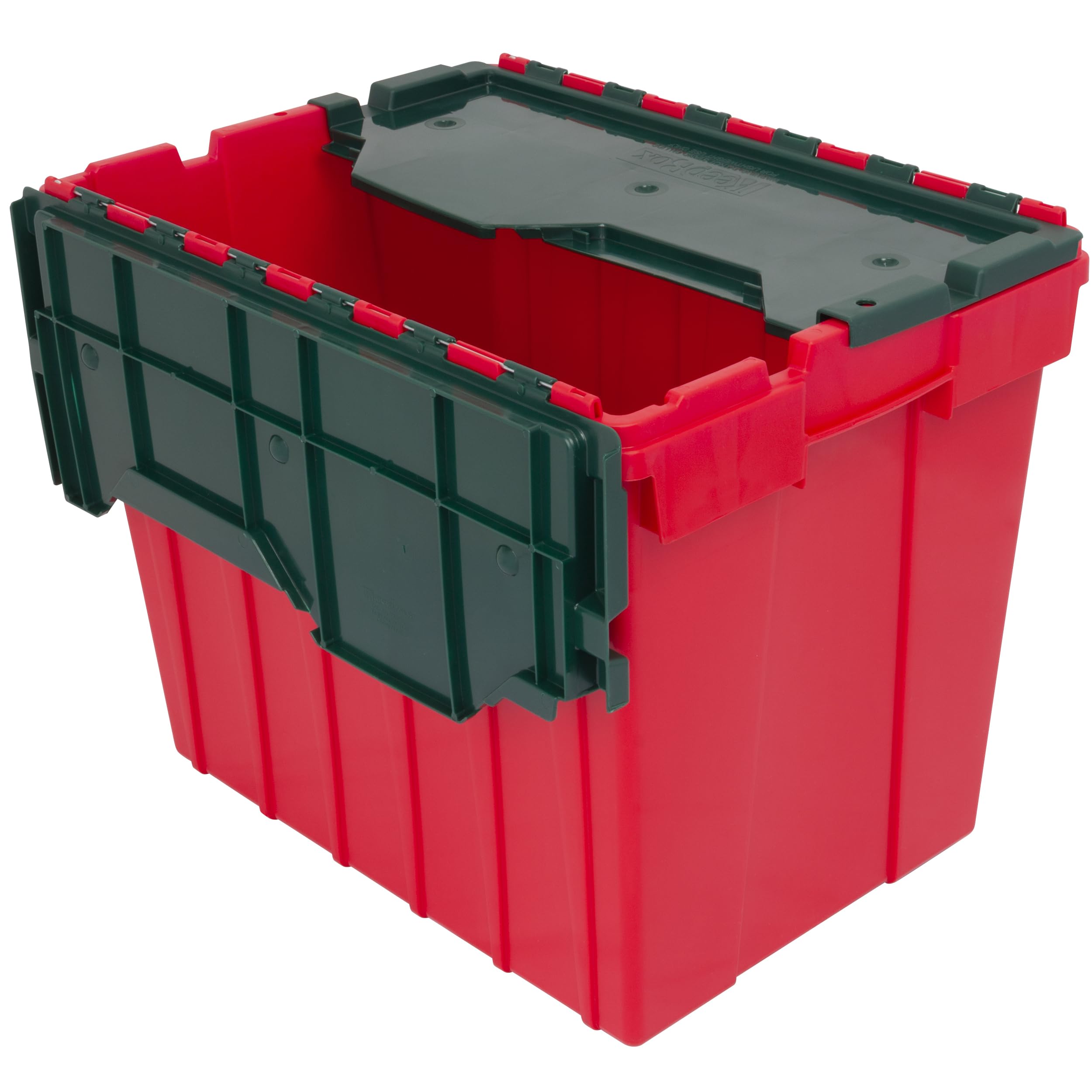 Akro-Mils 66497Rdgrn 18 Gallon Plastic Stackable Storage Keepbox Tote Container With Hinged Attached Lid, 21-Inch L X 15-Inch W