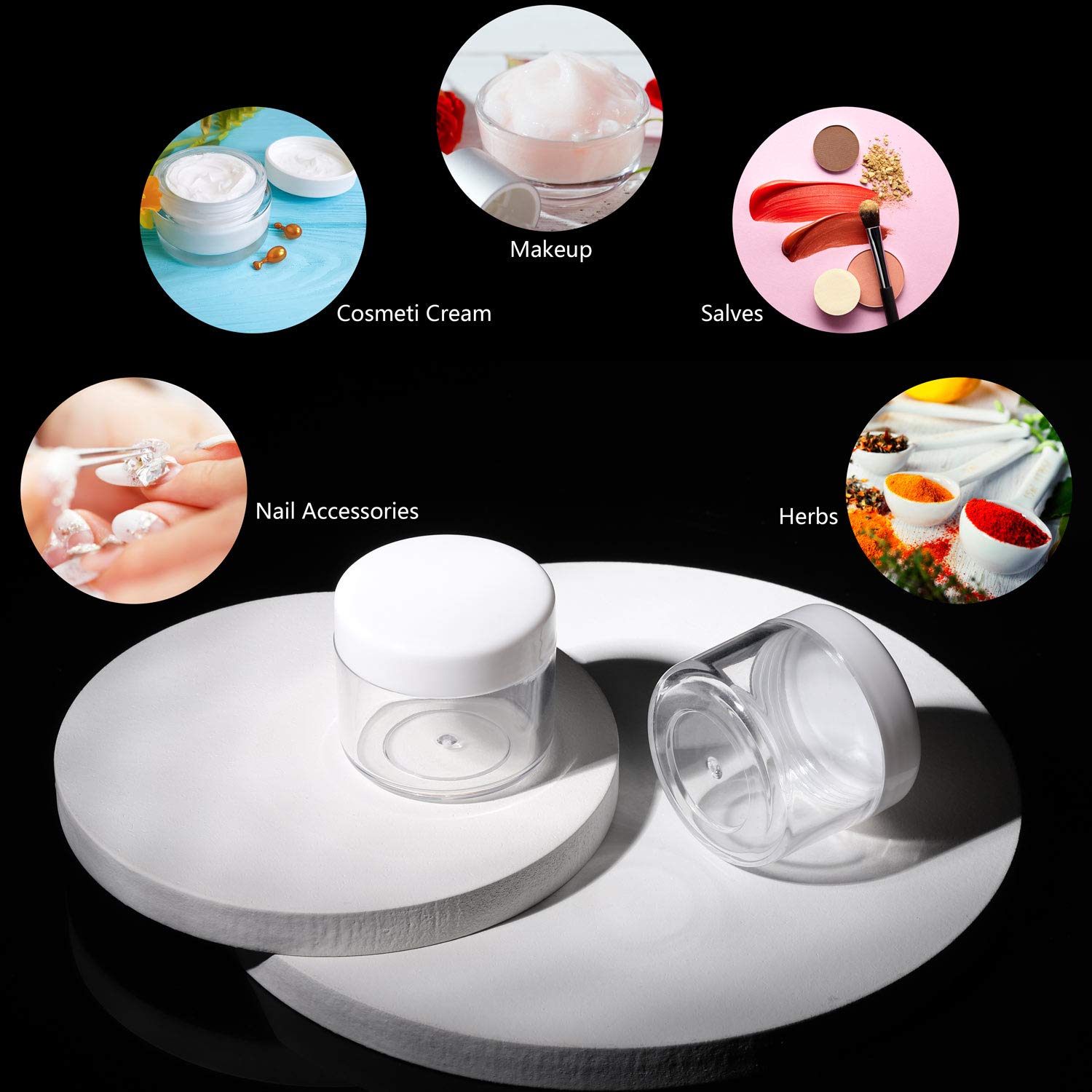 100 Count Sample Containers With Lids 20G Plastic Cosmetic Jars Leak Proof Traveling Makeup Containers For Cream And Lotions - W
