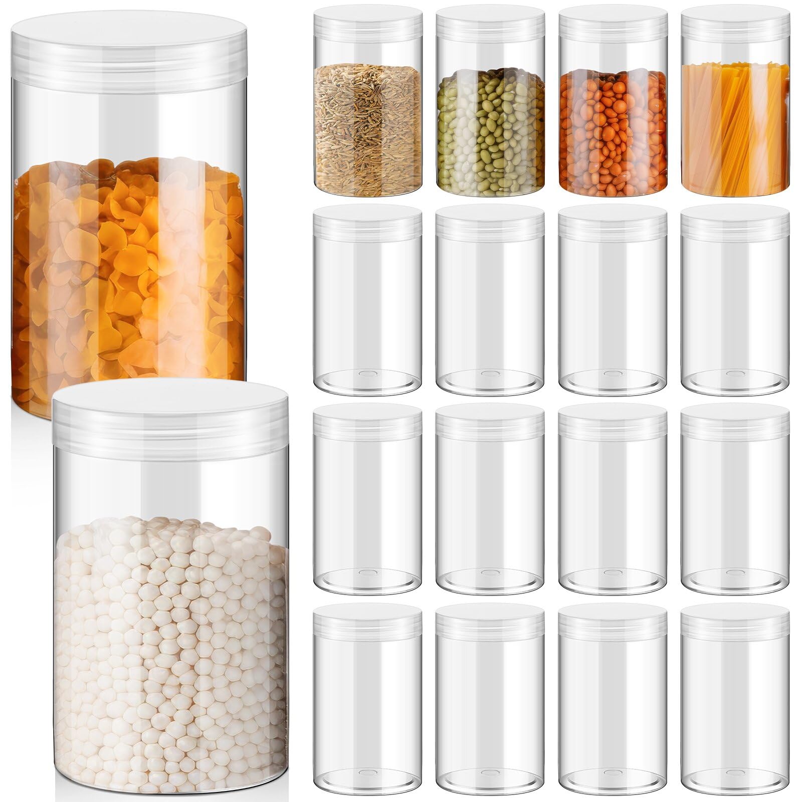 Patelai 16 Pack 12 Oz Empty Slime Container Jars With Lids Round Clear Plastic Jars Wide Mouth Refillable Storage Organizer For