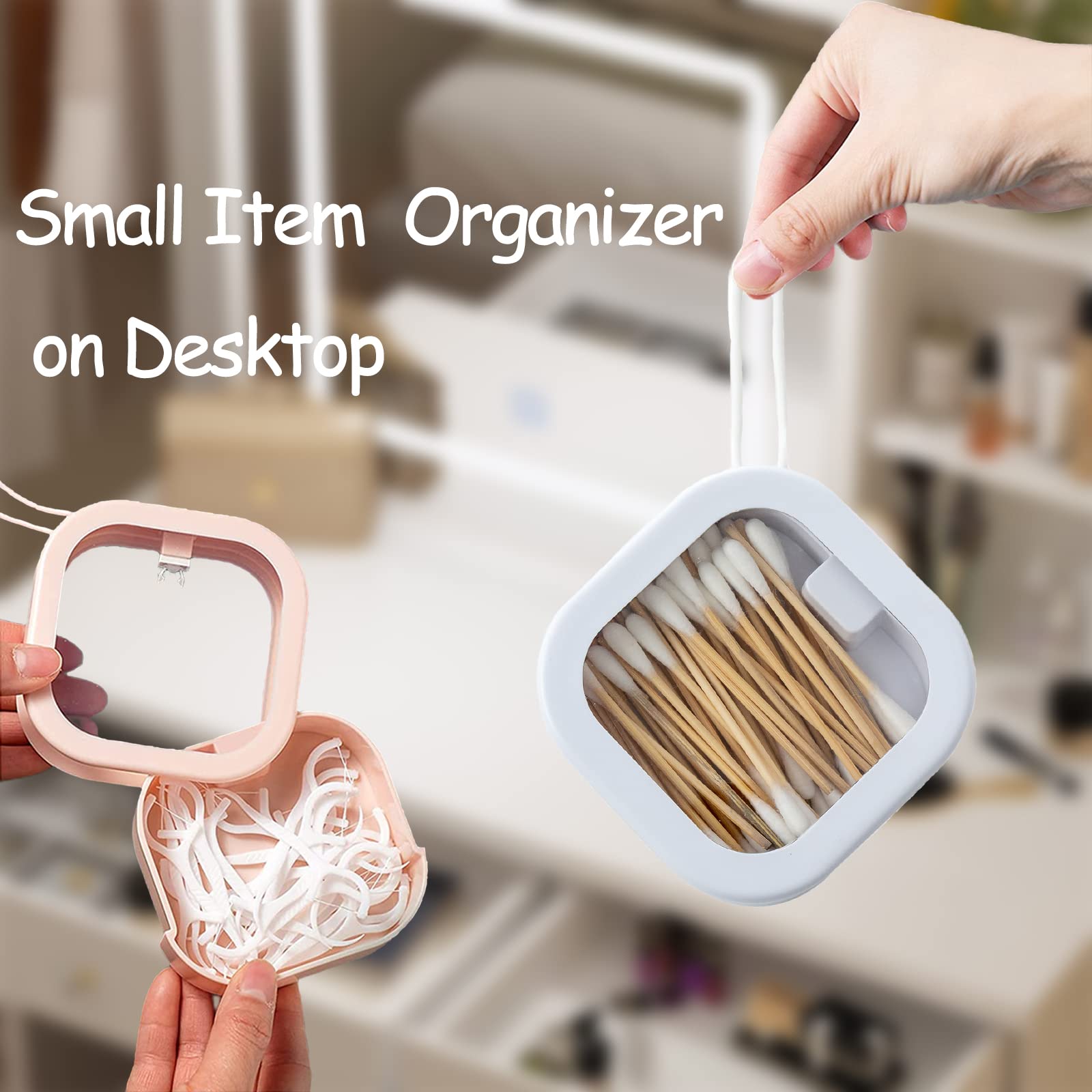 Nvhaly 4 Pcs Hair Tie Organizer, Portable Hair Accessory Storage Containers Small Stackable Hair Ties Qtip Travel Holder Cotton