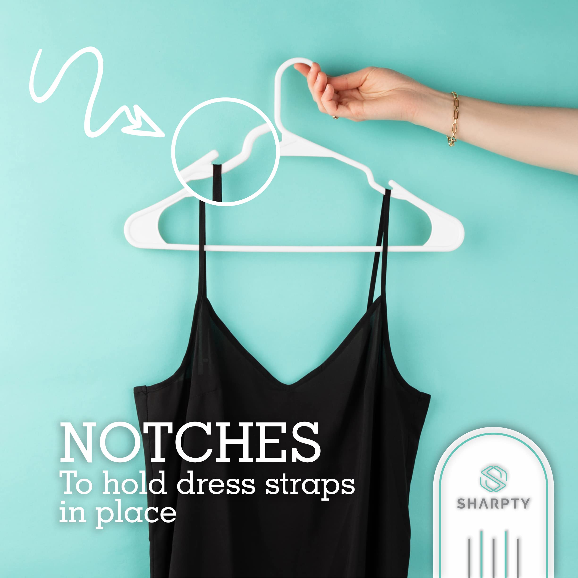 Sharpty Plastic Hangers | Clothing Notched Hangers | Durable Clothes Hangers and Coat Hangers Space Saving for Everyday Standard Use  (White Hangers  20 Pack)