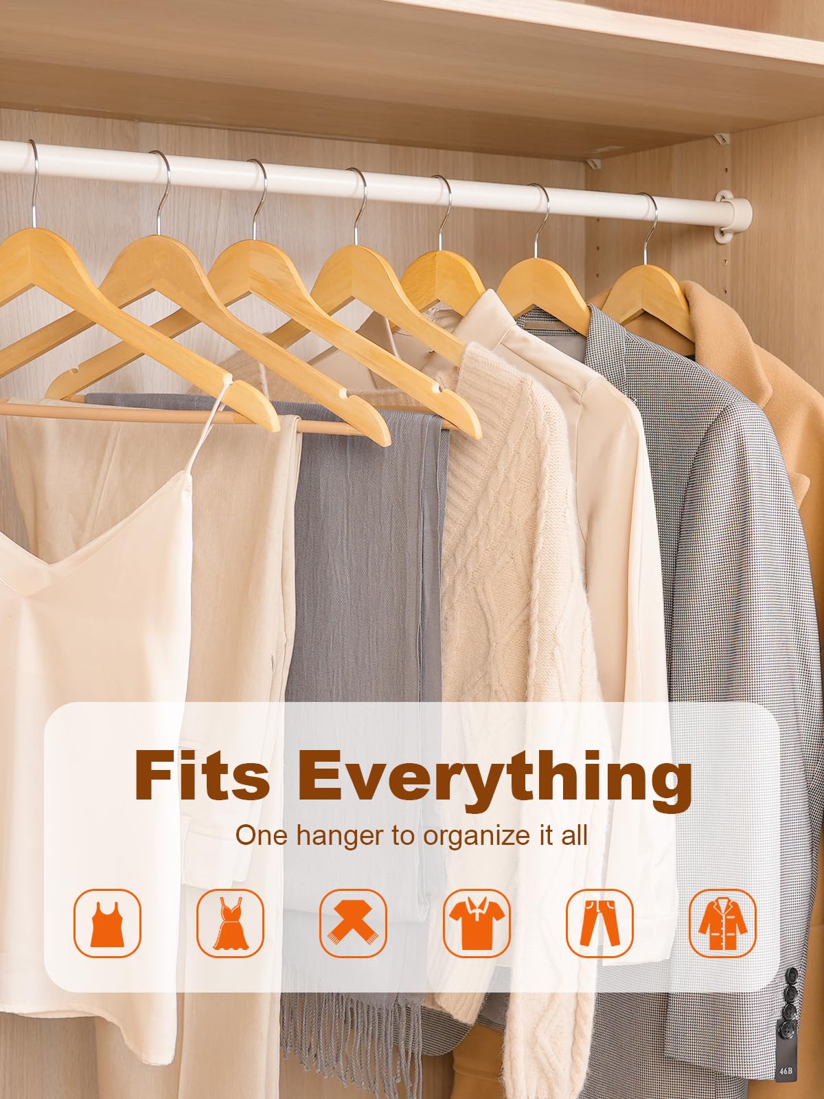 HOUSE DAY Wooden Hangers 20 Pack Wood Clothes Hangers Smooth Finish Wooden Coat Hangers for Closet Heavy Duty Hangers Solid Wood Hangers Suit Hangers for Clothes  Jacket  Shirt  Tank Top  Dress